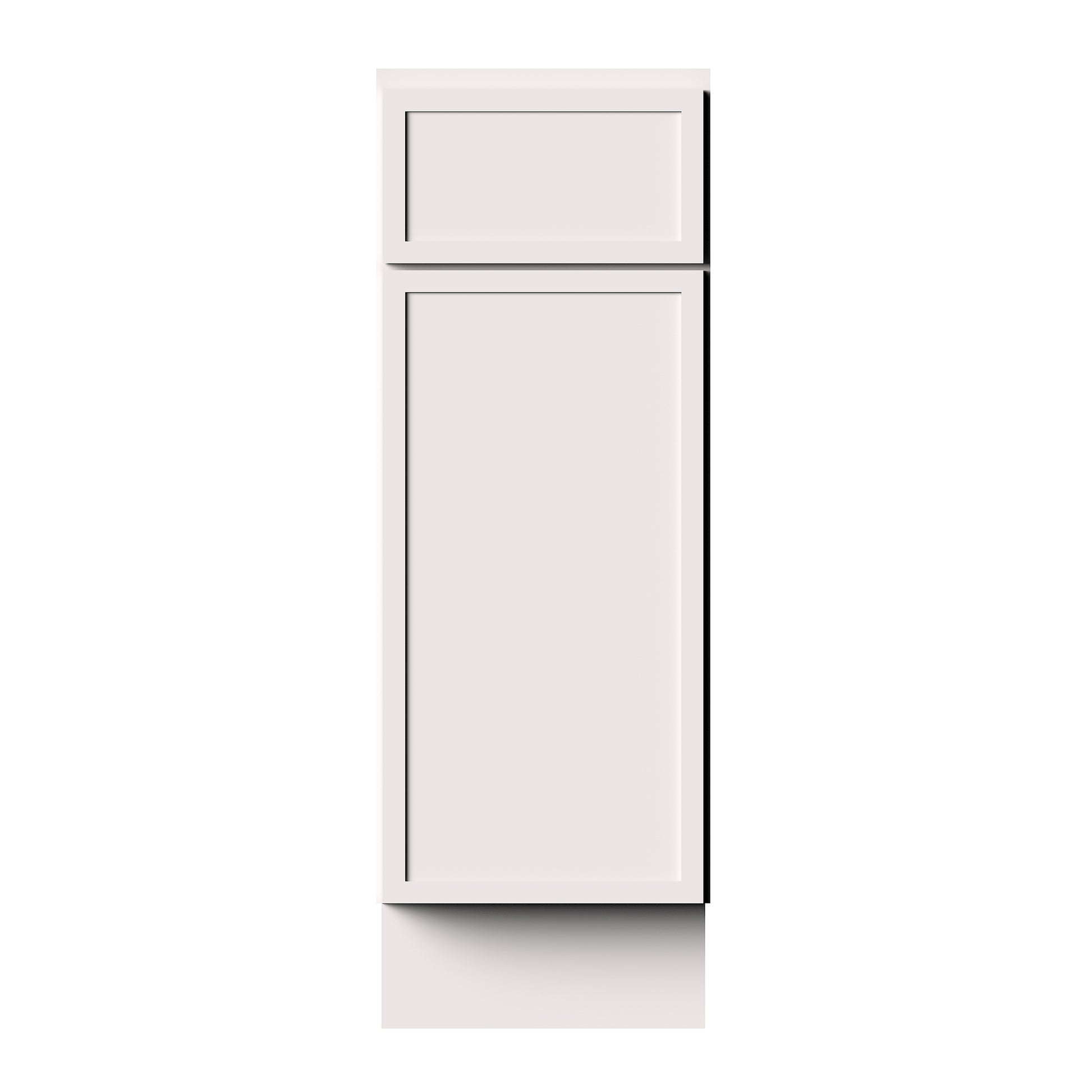 Slim Shaker Alabaster RTA 12"-21"W x 24"D x 34.5"H Standard Base Cabinet With 1 Door, 1 Drawers and 1 Shelves