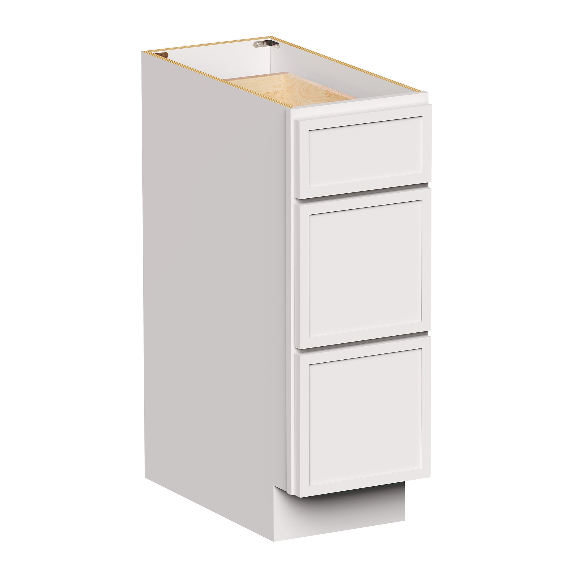 Slim Shaker Alabaster RTA 12"- 36"W x 24"D x 34.5"H Drawer Base Cabinets With 3 Drawers
