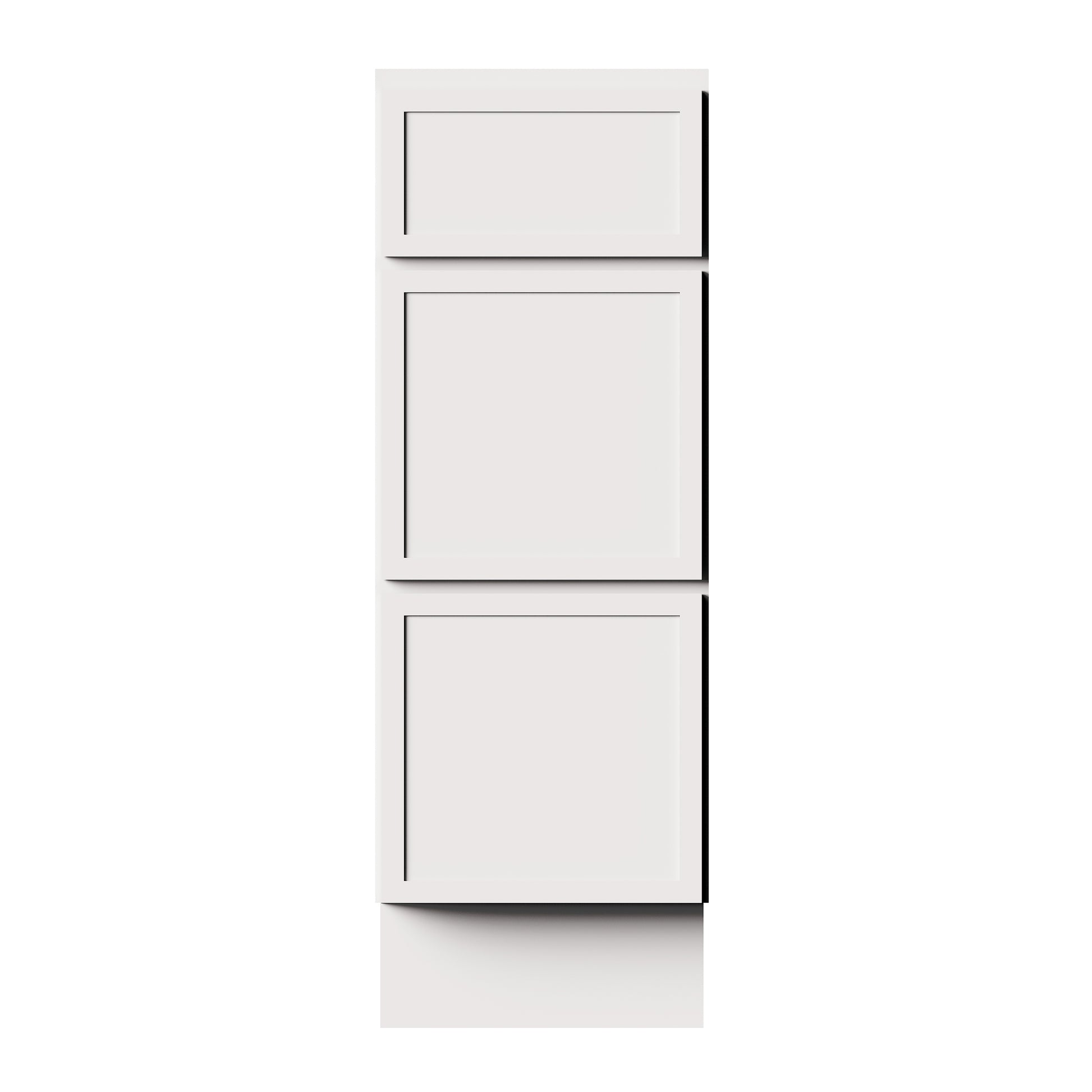 Slim Shaker Alabaster RTA 12"- 36"W x 24"D x 34.5"H Drawer Base Cabinets With 3 Drawers