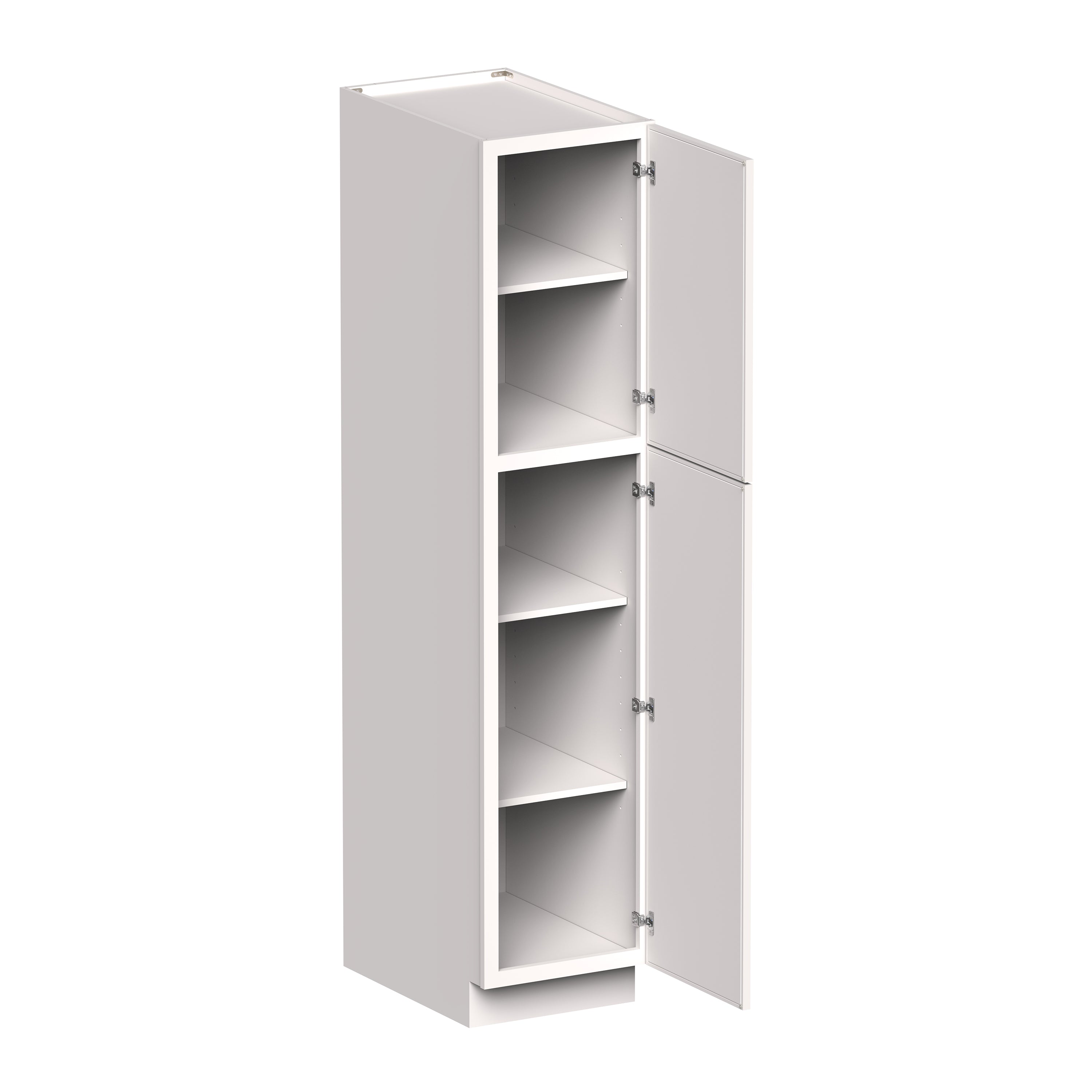 Slim Shaker Alabaster RTA 18"W x 27"D x 84"/90"H Pantry Cabinet With 2 Door and 4 Shelves