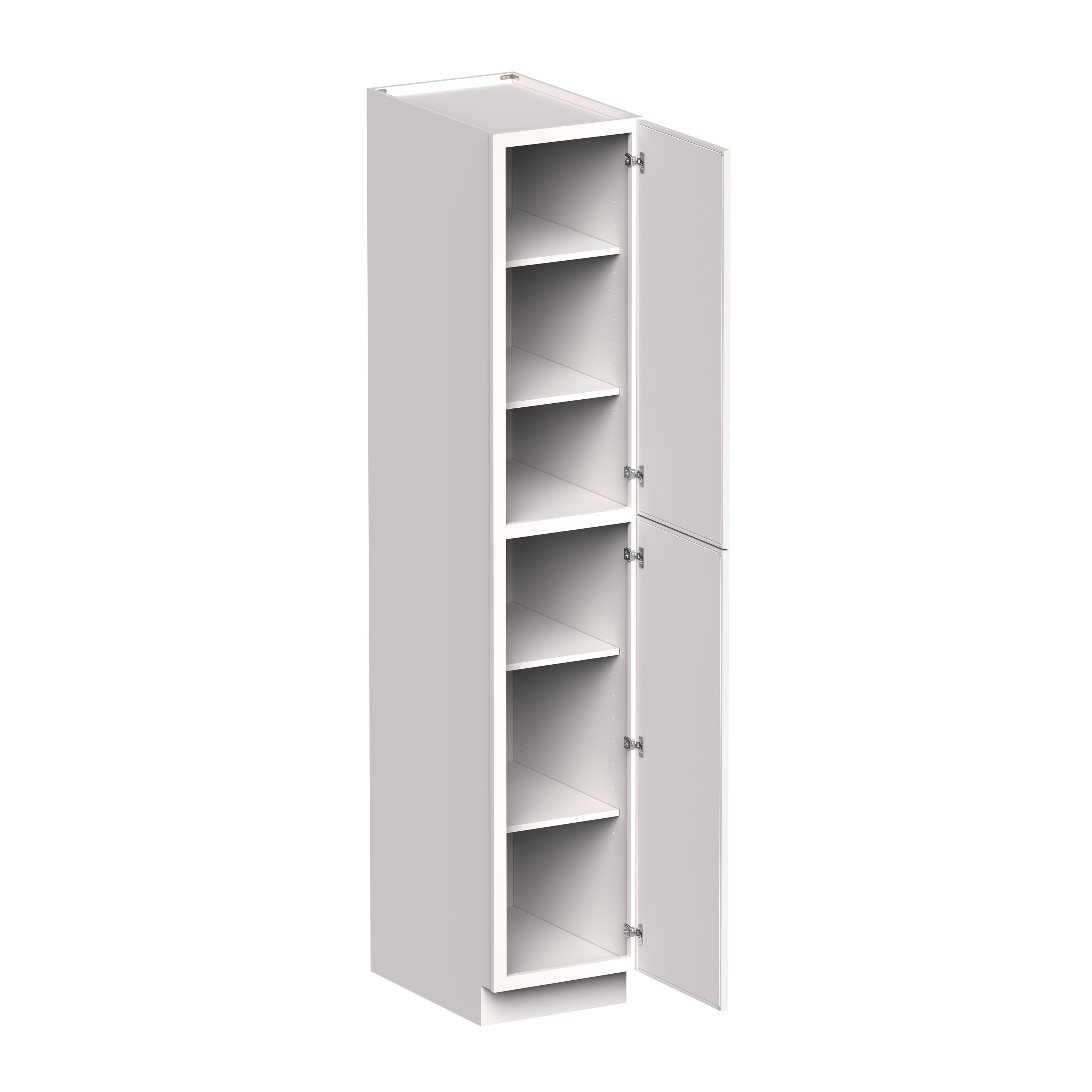 Slim Shaker Alabaster RTA 18"W x 27"D x 96"H Pantry Cabinet With 2 Door and 5 Shelves
