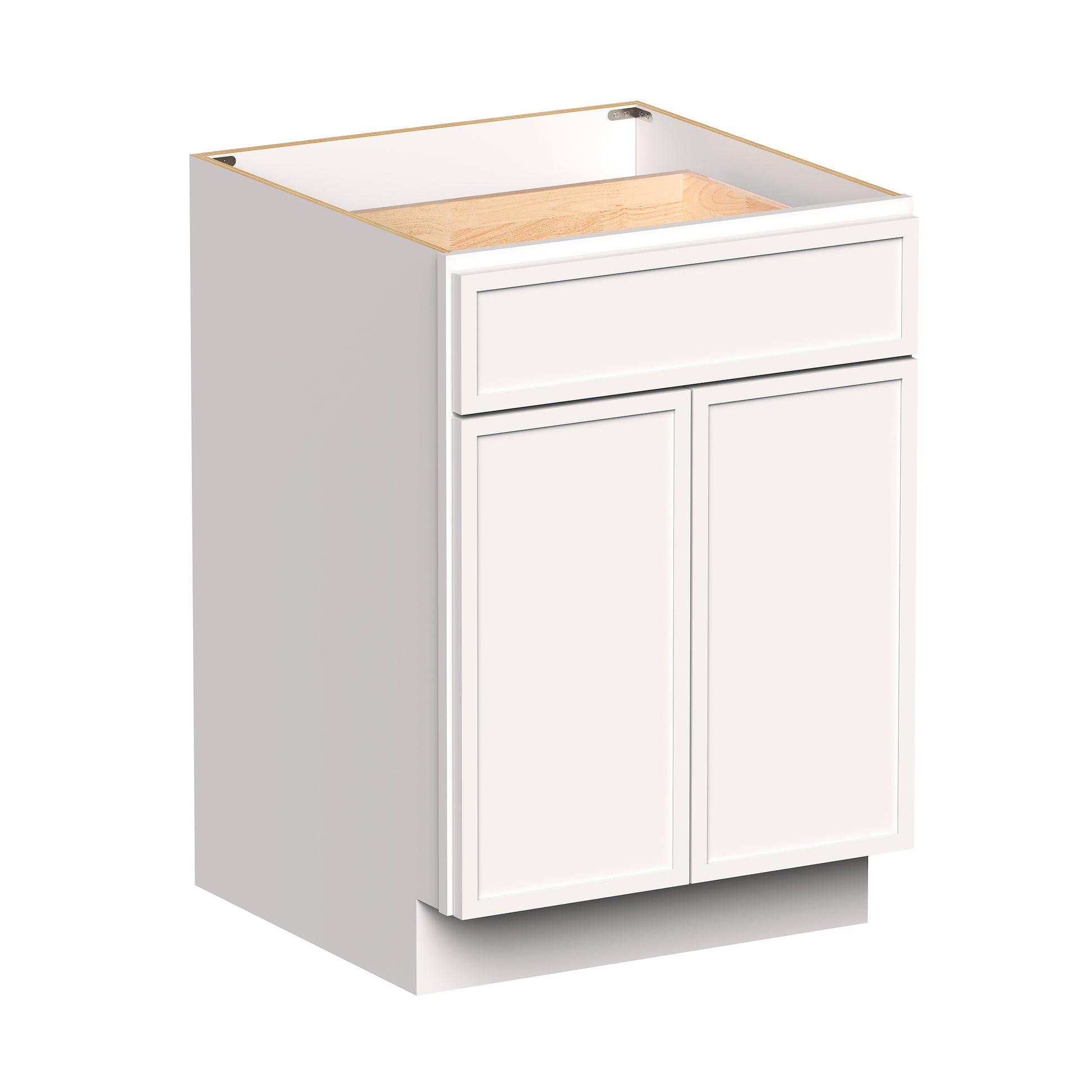 Slim Shaker Alabaster RTA 24"-30"W x 24"D x 34.5"H Standard Base Cabinet With 2 Doors, 1 Drawers and 1 Shelves