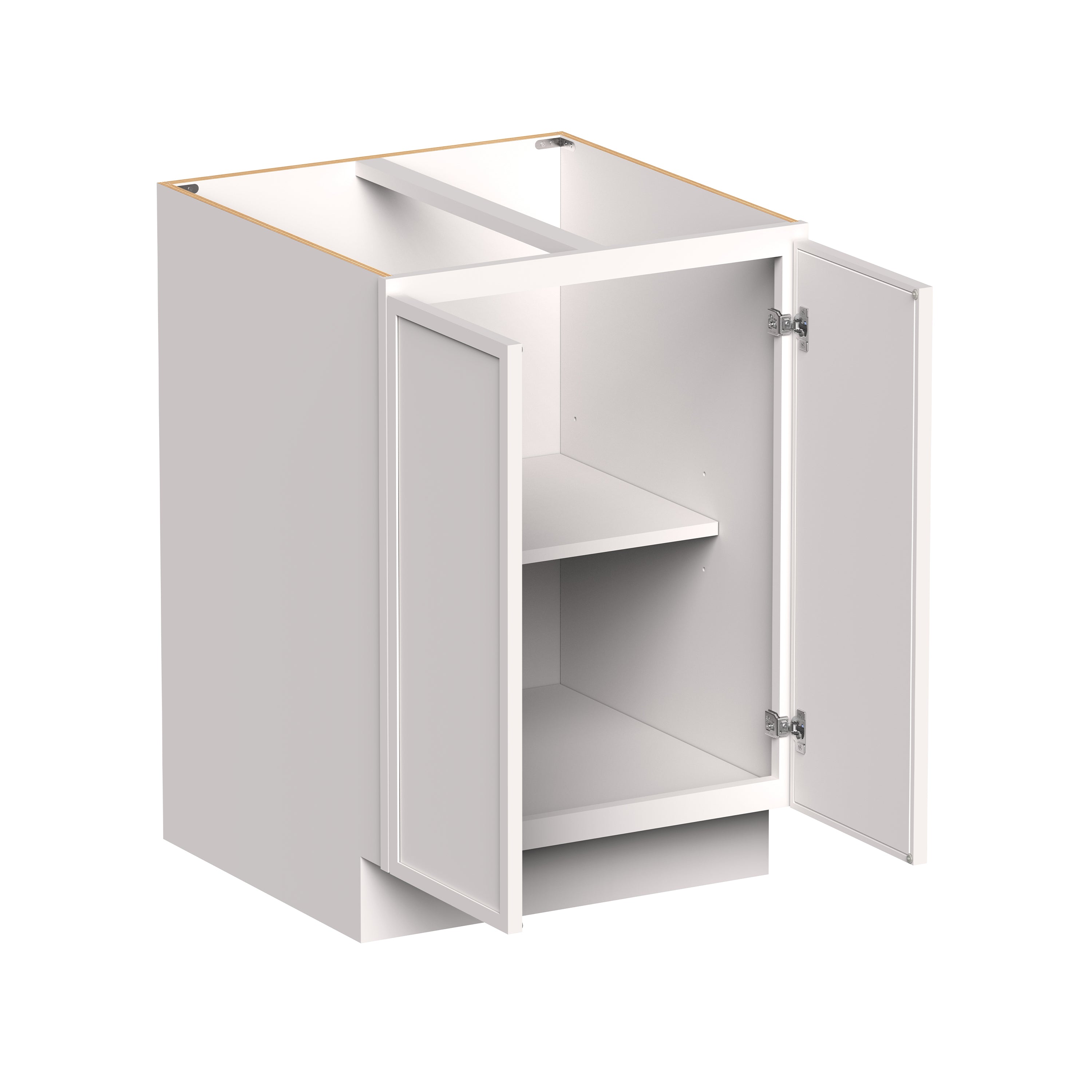 Slim Shaker Alabaster RTA 24"- 36"W x 24"D x 34.5"H Full Height Door Base Cabinet With 2 Doors and 1 Shelves