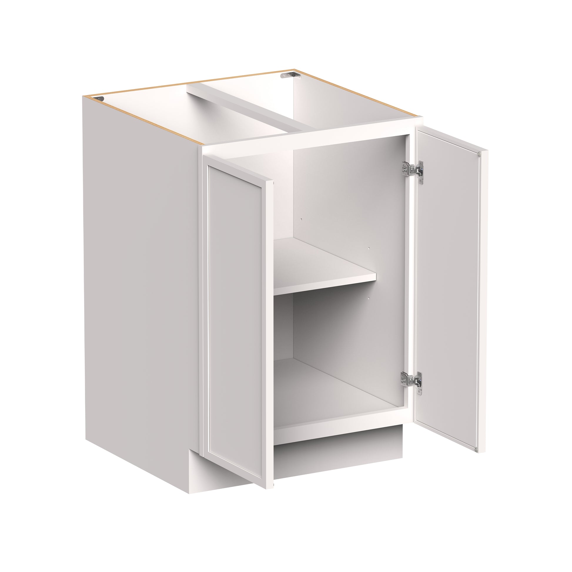 Slim Shaker Alabaster RTA 24"- 36"W x 24"D x 34.5"H Full Height Door Base Cabinet With 2 Doors and 1 Shelves