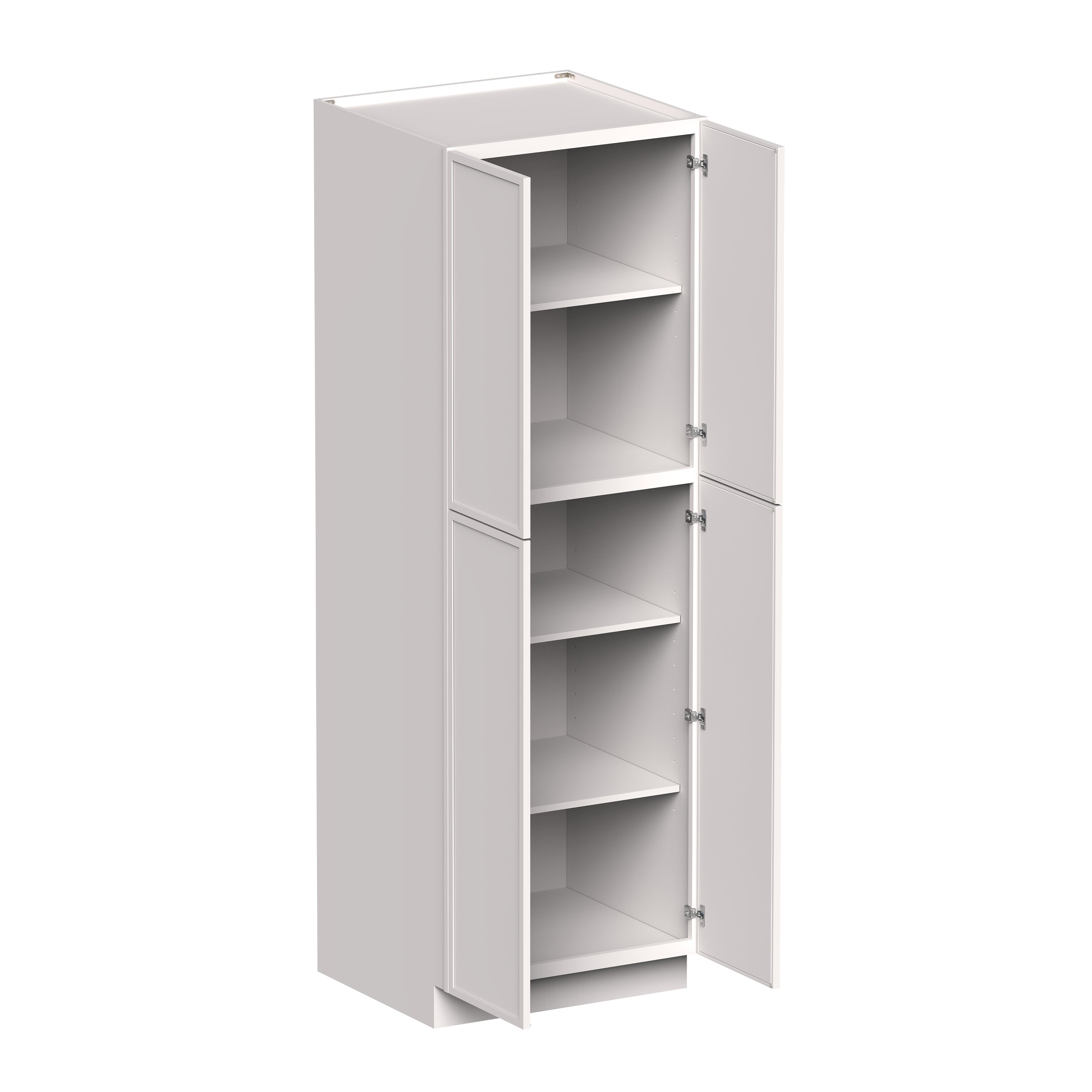 Slim Shaker Alabaster RTA 24"/30"W x 27"D x 96"H Pantry Cabinet With 4 Door and 5 Shelves