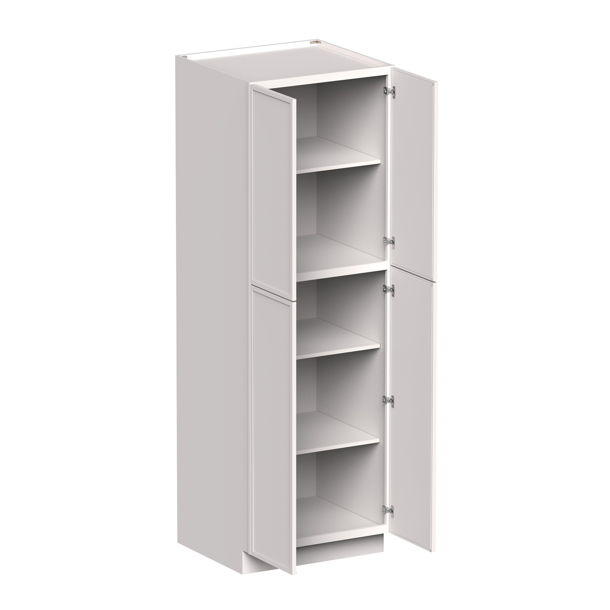 Slim Shaker Alabaster RTA 24"/30"W x 27"D x 96"H Pantry Cabinet With 4 Door and 5 Shelves
