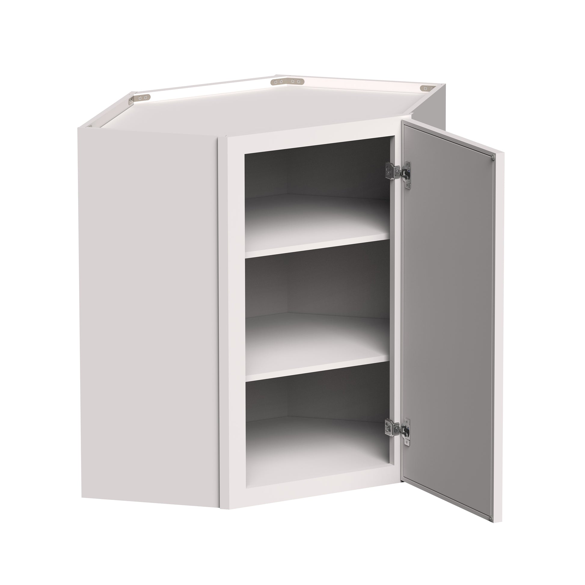 Slim Shaker Alabaster RTA 24"W x 12"D x 30"-42"H Wall Diagonal CornerI Cabinet With 1 Doors and 2-3 Shelves