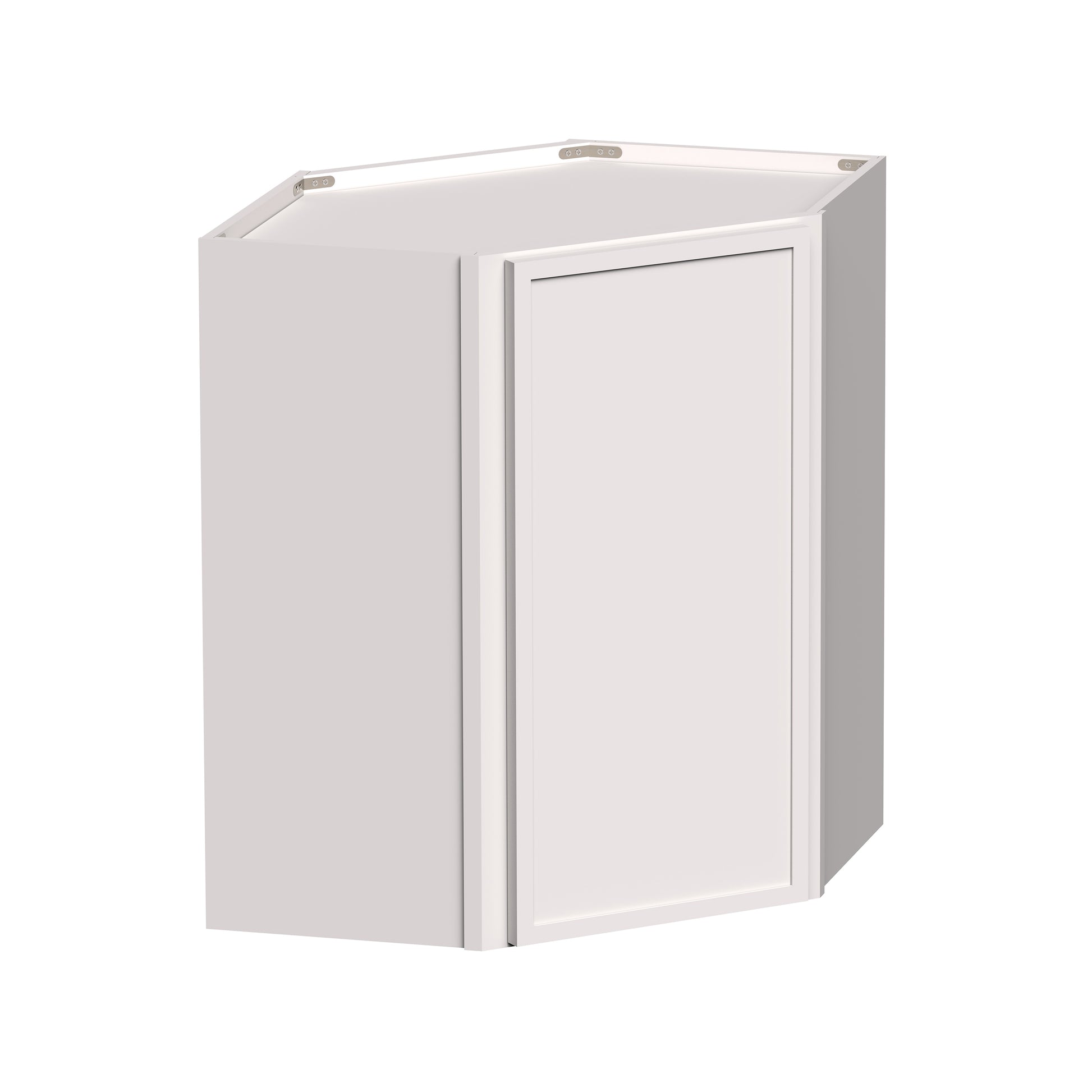 Slim Shaker Alabaster RTA 24"W x 12"D x 30"-42"H Wall Diagonal CornerI Cabinet With 1 Doors and 2-3 Shelves