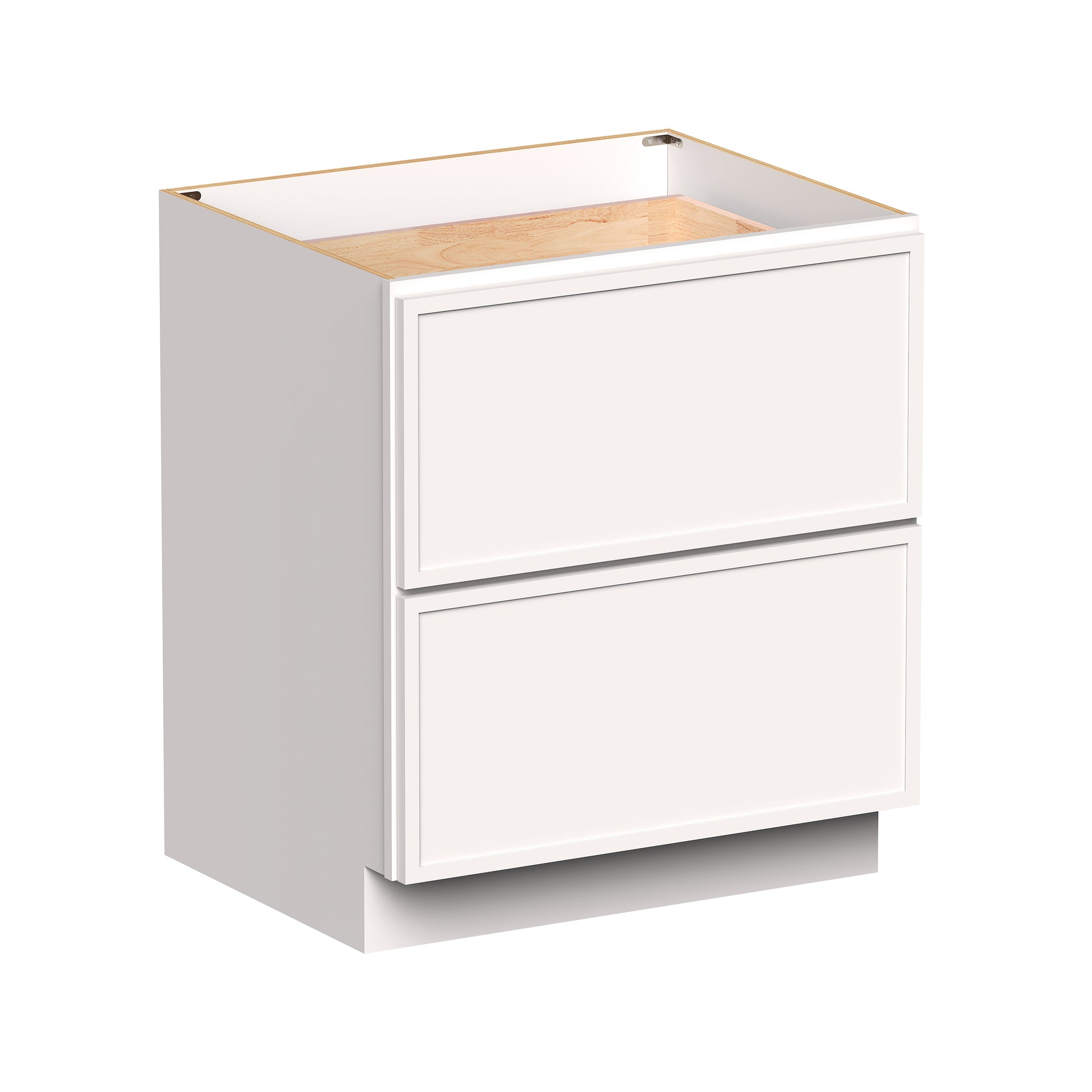 Slim Shaker Alabaster RTA 30"- 36"W x 24"D x 34.5"H Drawer Base Cabinets With 2 Drawers