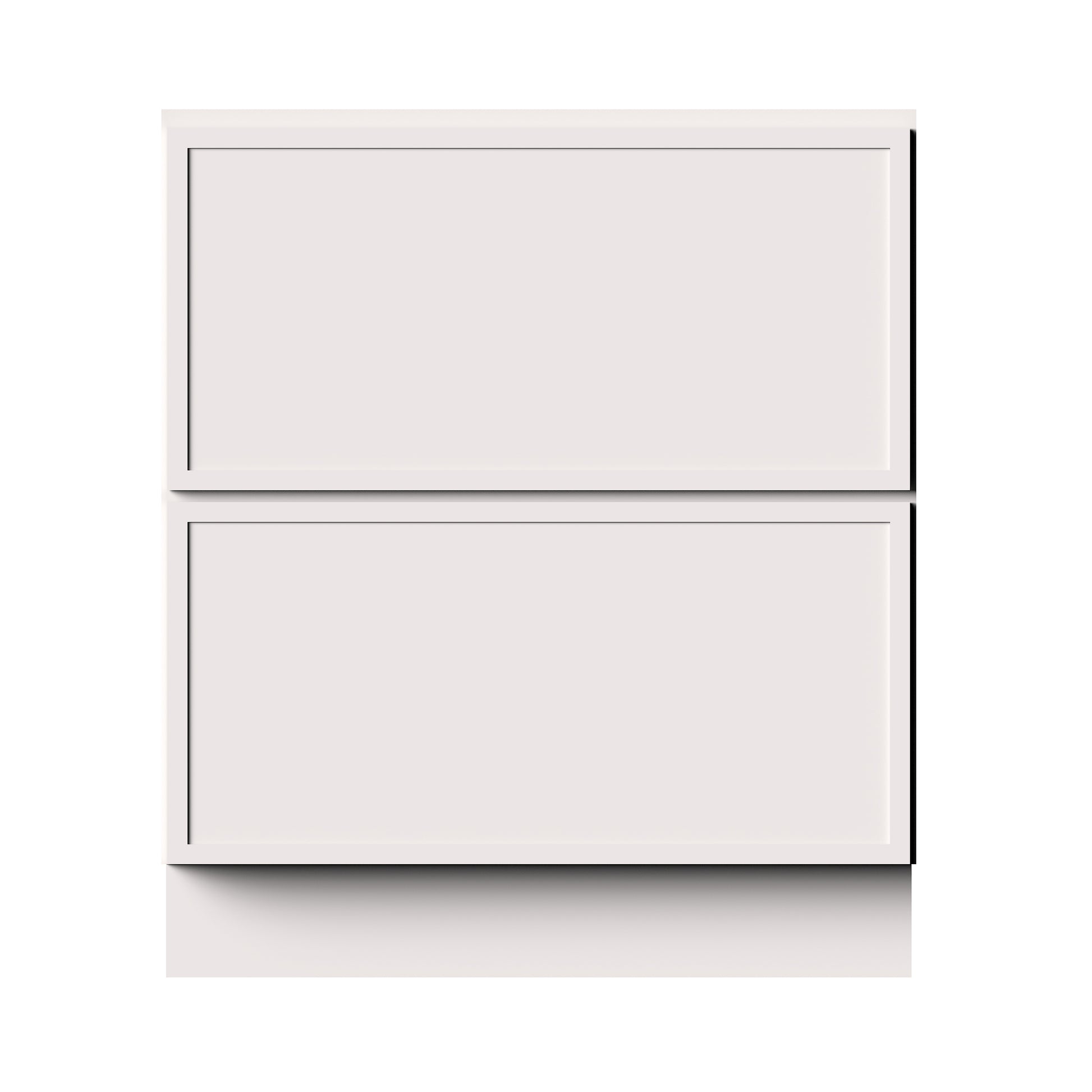 Slim Shaker Alabaster RTA 30"- 36"W x 24"D x 34.5"H Drawer Base Cabinets With 2 Drawers