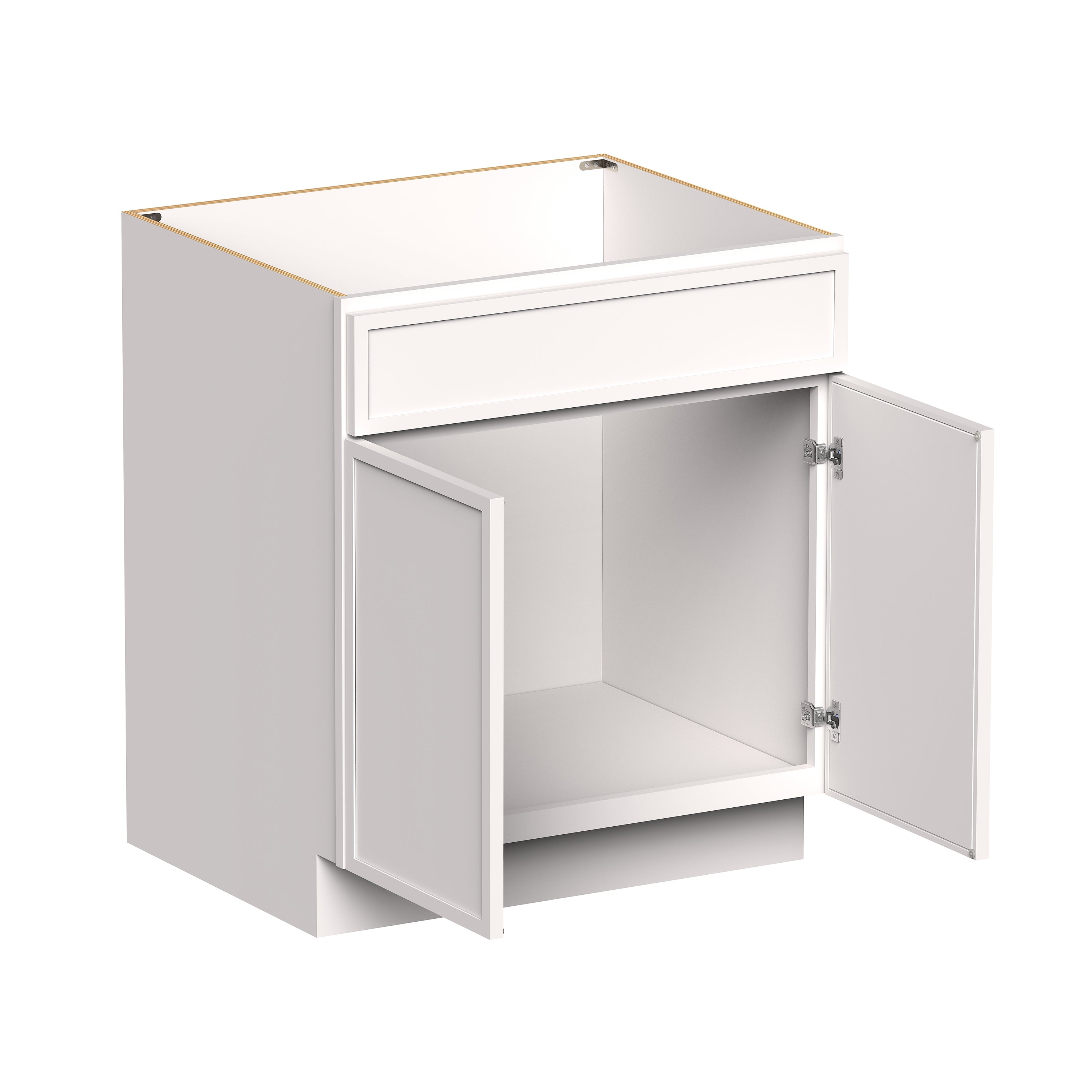 Slim Shaker Alabaster RTA 30"/36"W x 24"D x 34.5"H Sink Base Cabinets With 2 Doors