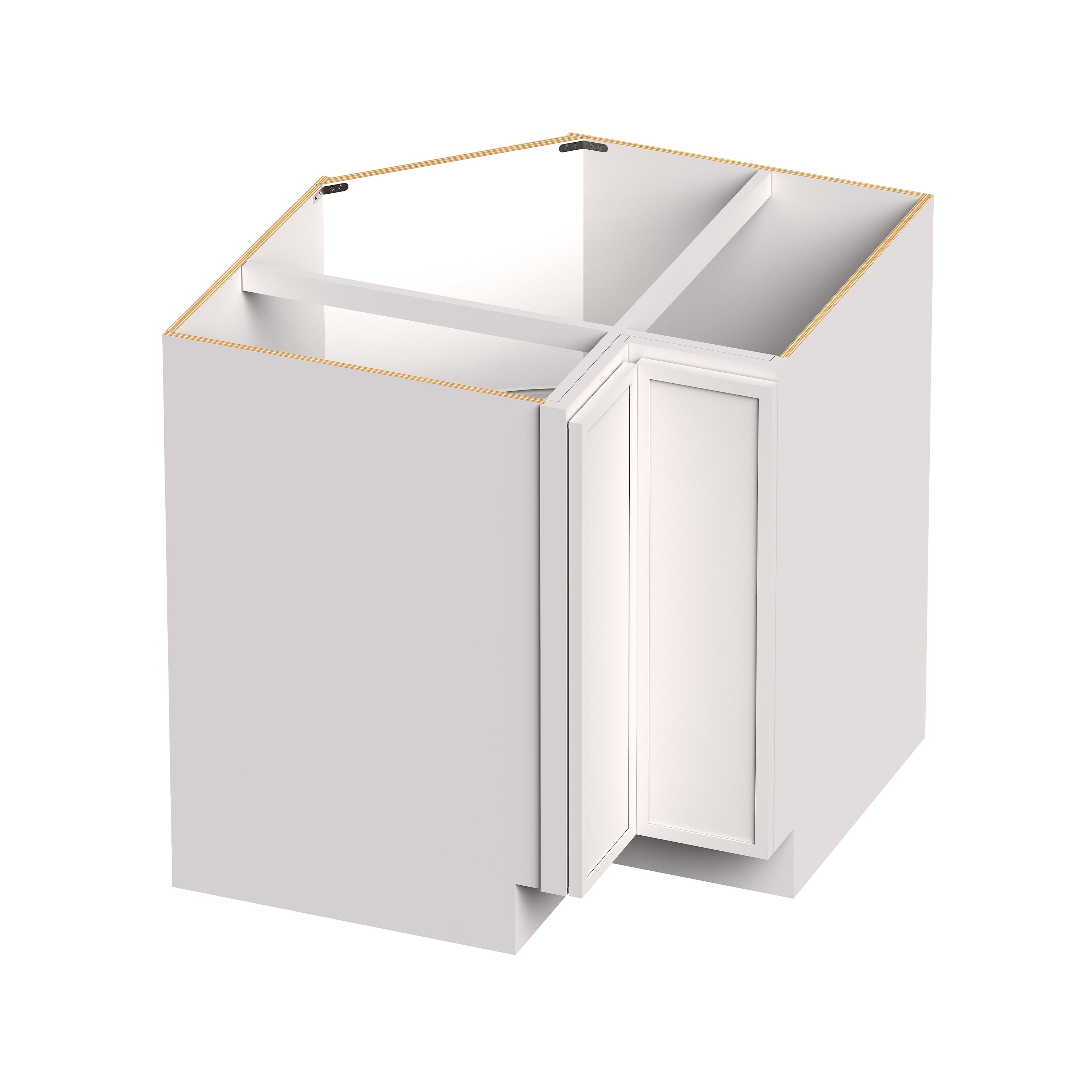 Slim Shaker Alabaster RTA 33"/36"W x 24"D x 34.5"H Lazy Susan Base Cabinet With 1 (Bifold) Door and 2 (Turntables) Shelves