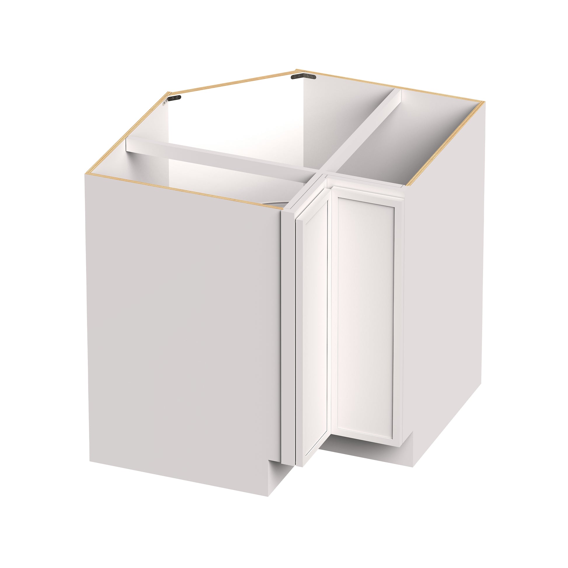 Slim Shaker Alabaster RTA 33"/36"W x 24"D x 34.5"H Lazy Susan Base Cabinet With 1 (Bifold) Door and 2 (Turntables) Shelves