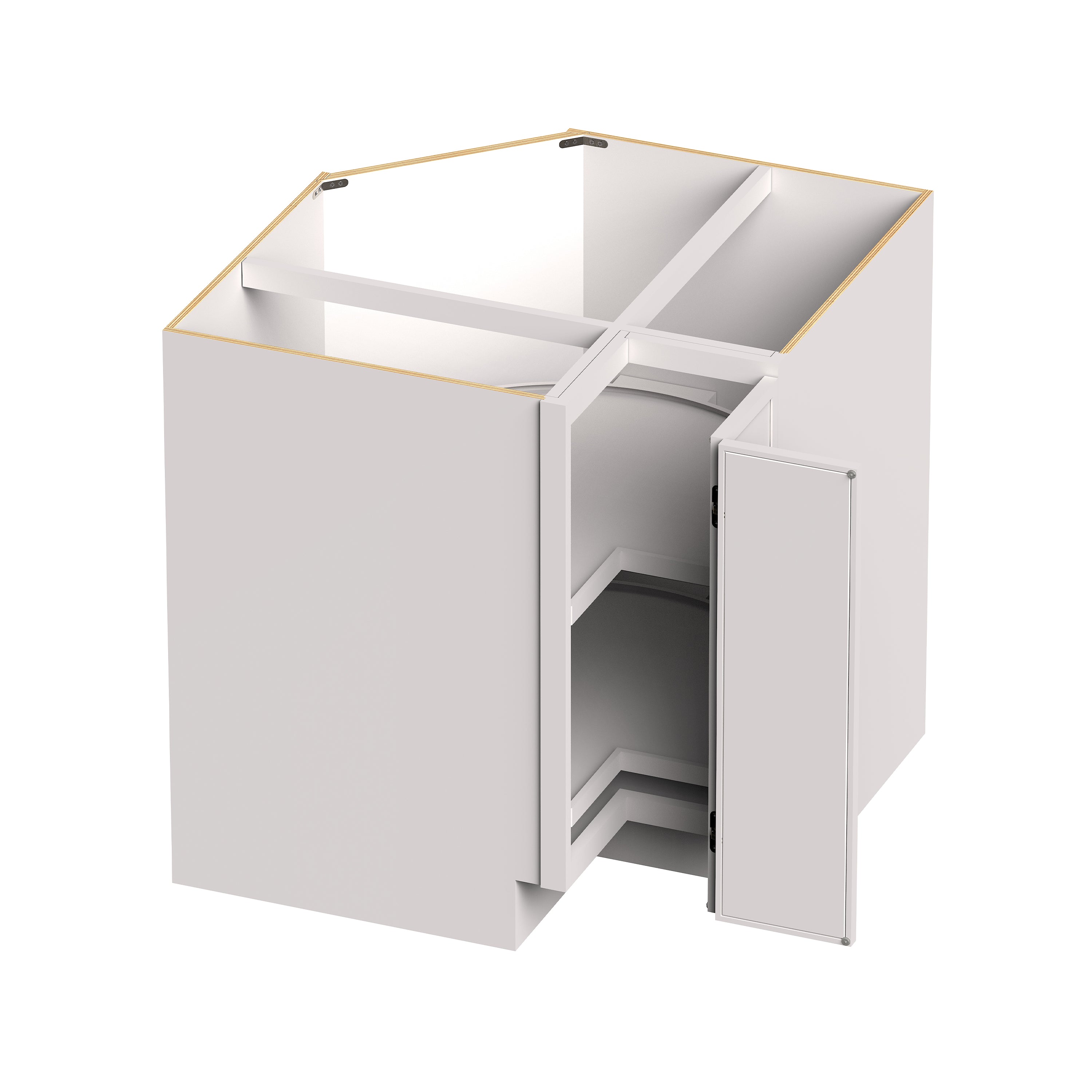 Slim Shaker Alabaster RTA 33"/36"W x 24"D x 34.5"H Lazy Susan Base Cabinet With 1 (Bifold) Door and 2 (Turntables) Shelves