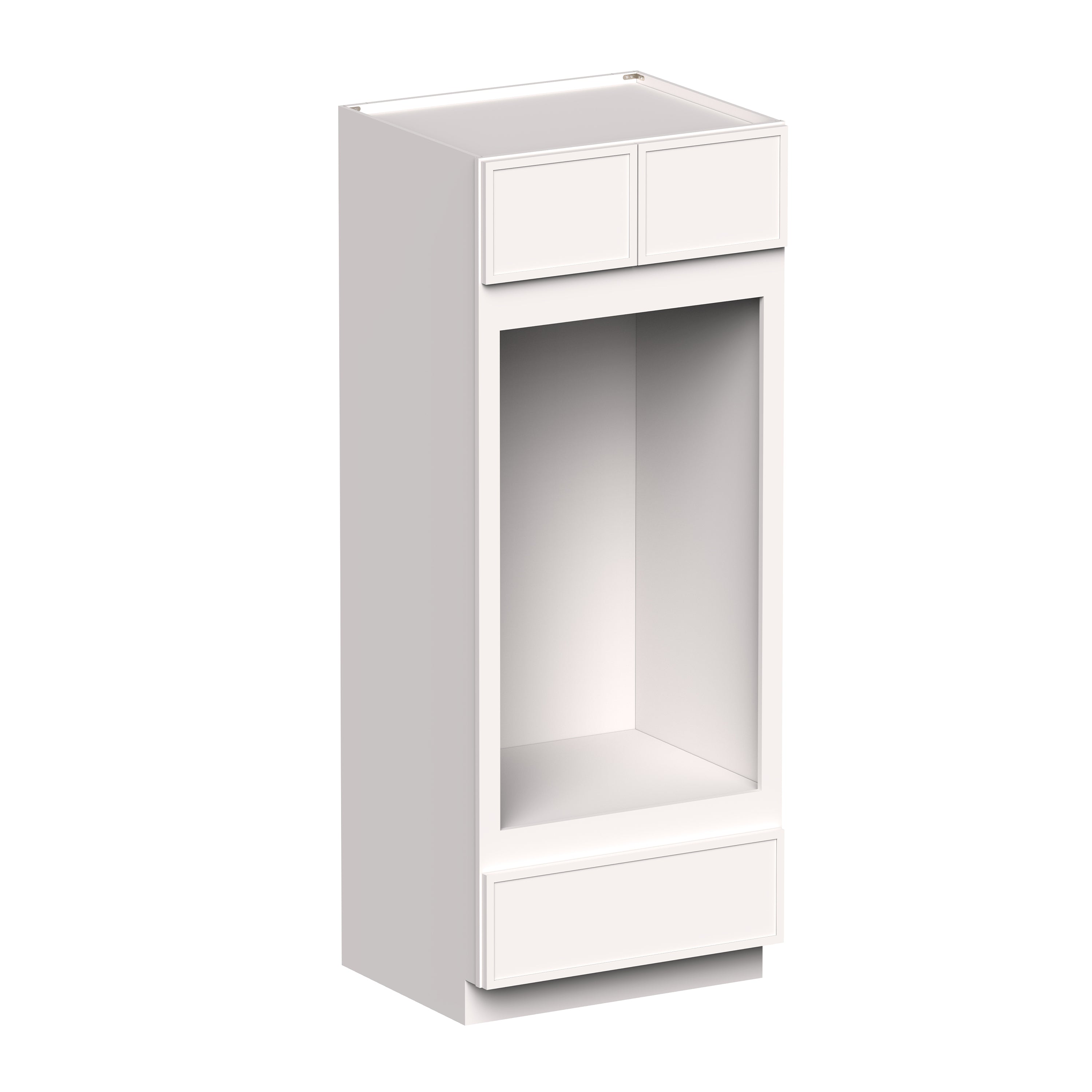 Slim Shaker Alabaster RTA 33"W x 27"D x 84"- 96"H Double Oven Cabinets With Drawer, Doors, Drawers and Shelves