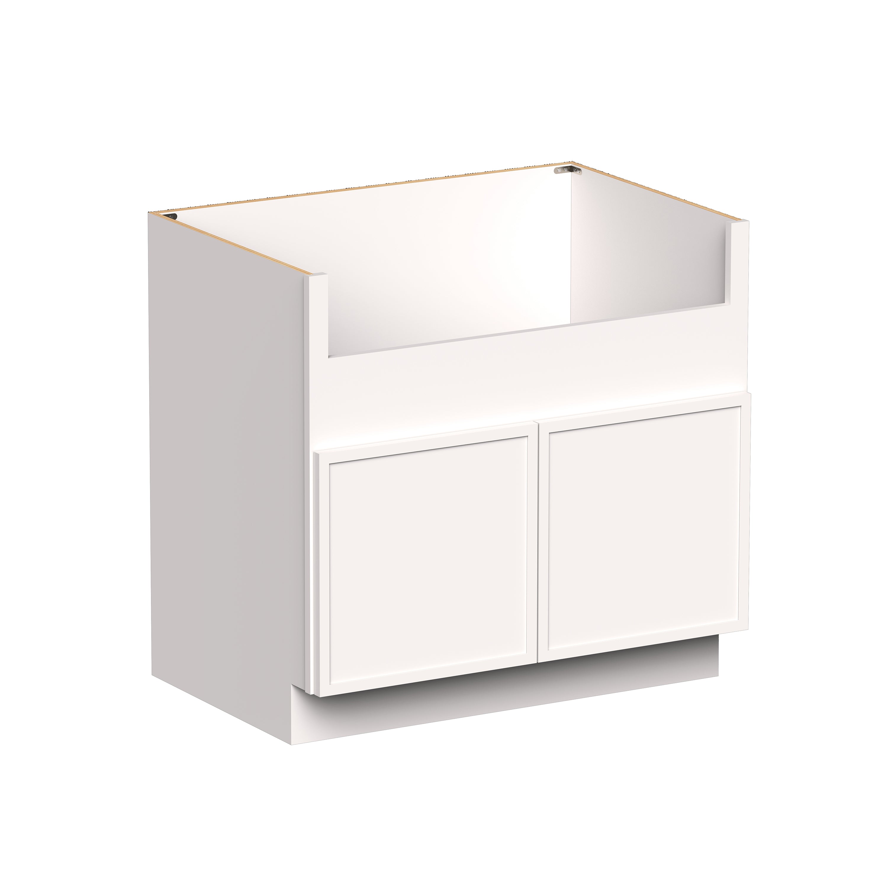 Slim Shaker Alabaster RTA 36"W x 24"D x 34.5"H (Farm) Sink Base Cabinets With 2 Doors