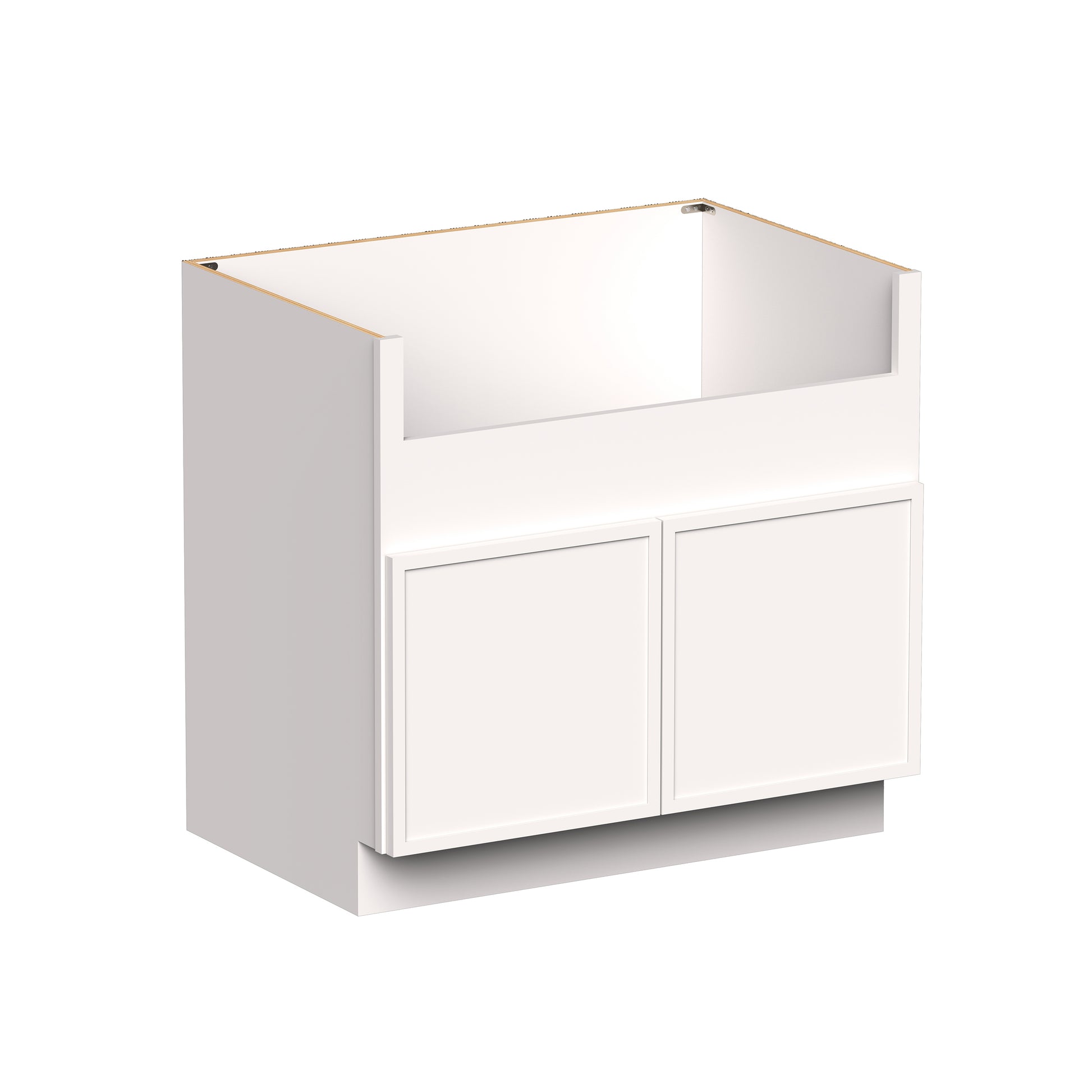 Slim Shaker Alabaster RTA 36"W x 24"D x 34.5"H (Farm) Sink Base Cabinets With 2 Doors