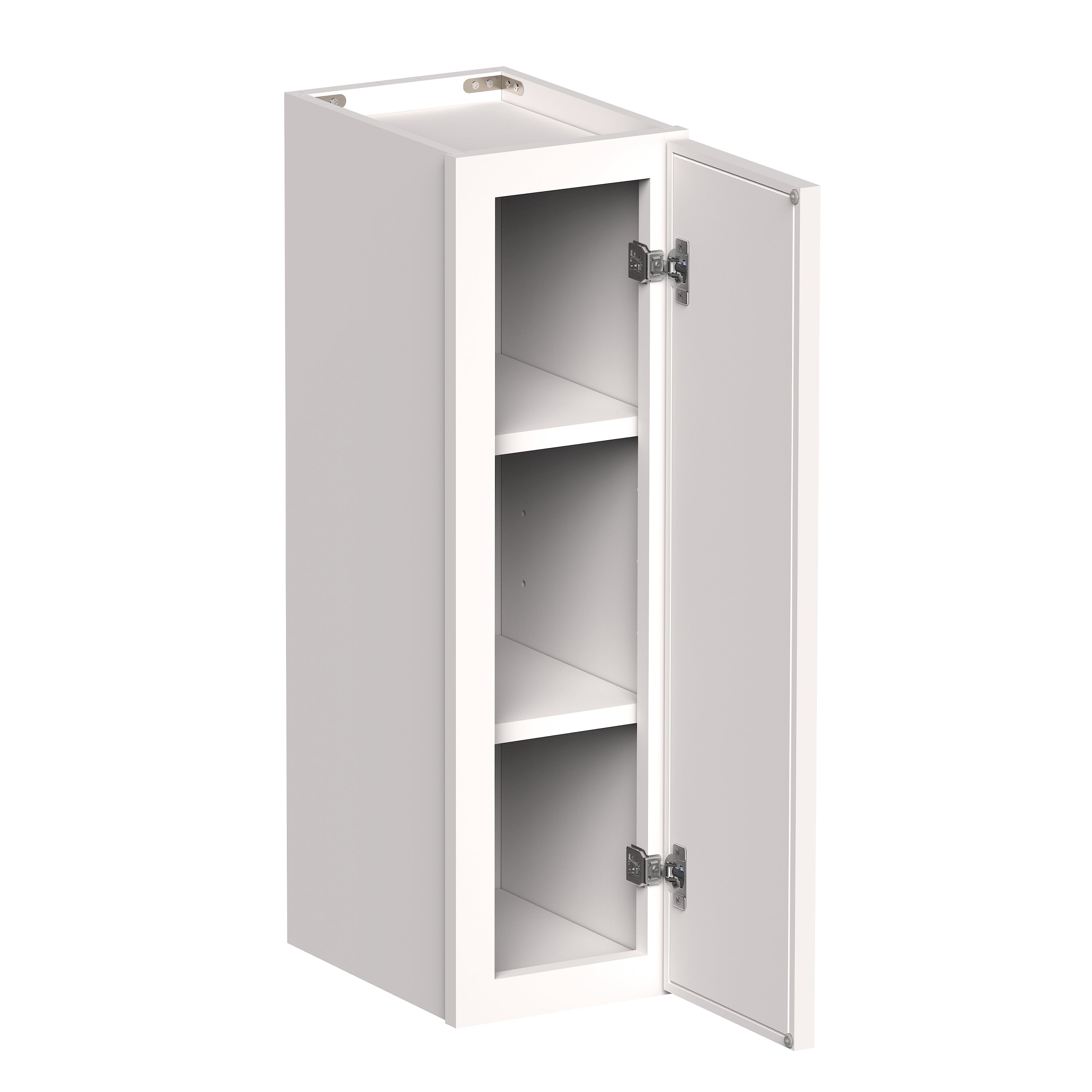Slim Shaker Alabaster RTA 9"-12"W x 12"D x 30"/36"H Standard Wall Cabinet With 1 Door and 2 Shelves