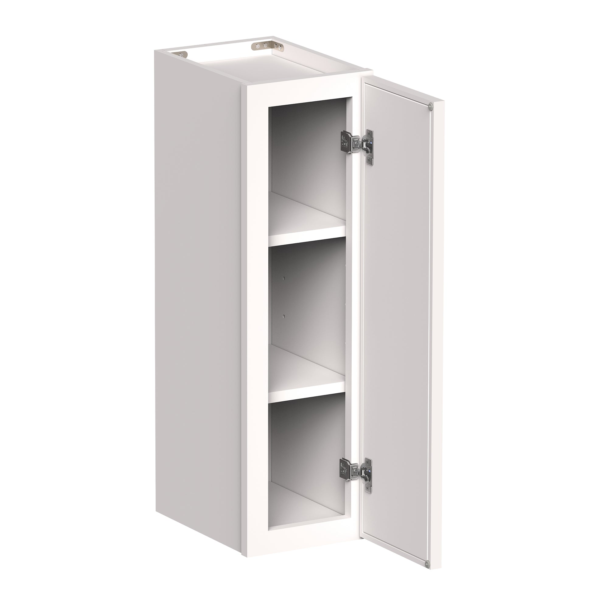 Slim Shaker Alabaster RTA 9"-12"W x 12"D x 30"/36"H Standard Wall Cabinet With 1 Door and 2 Shelves