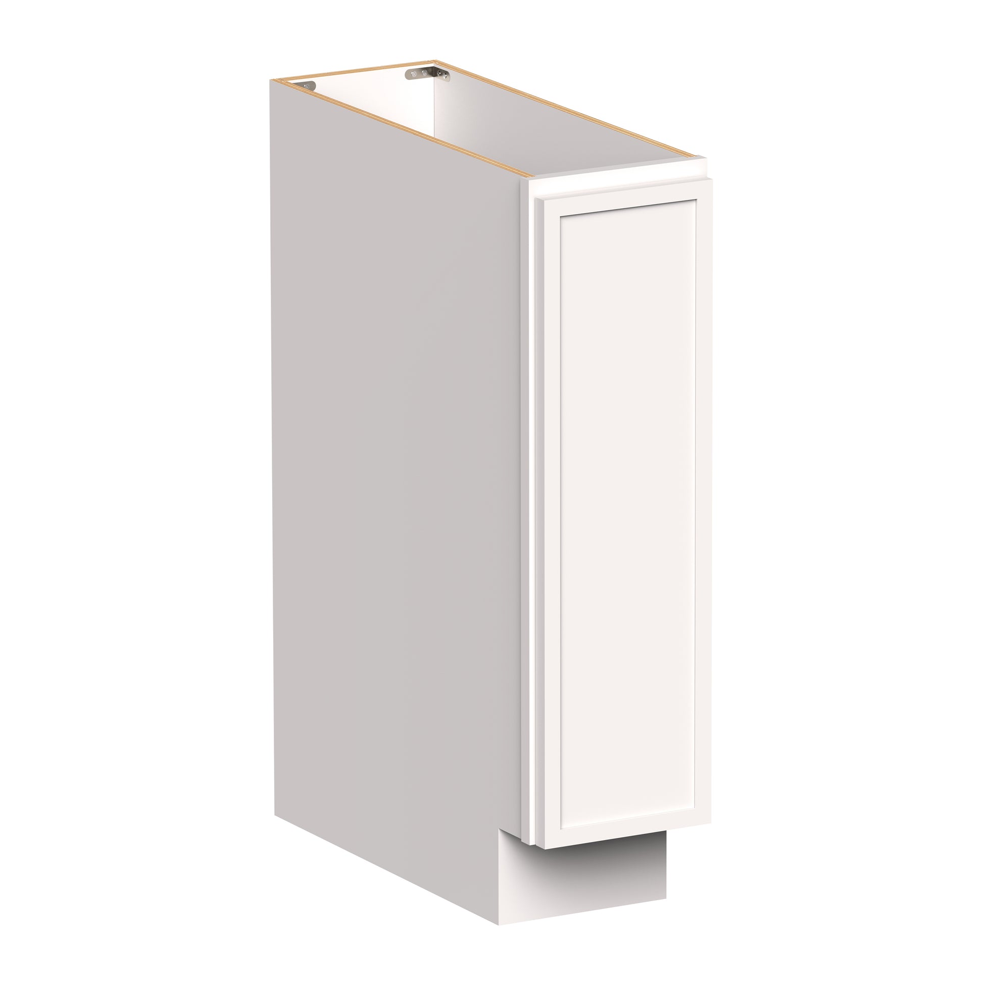 Slim Shaker Alabaster RTA 9"- 21"W x 24"D x 34.5"H Full Height Door Base Cabinet With 1 Door and 1 Shelves