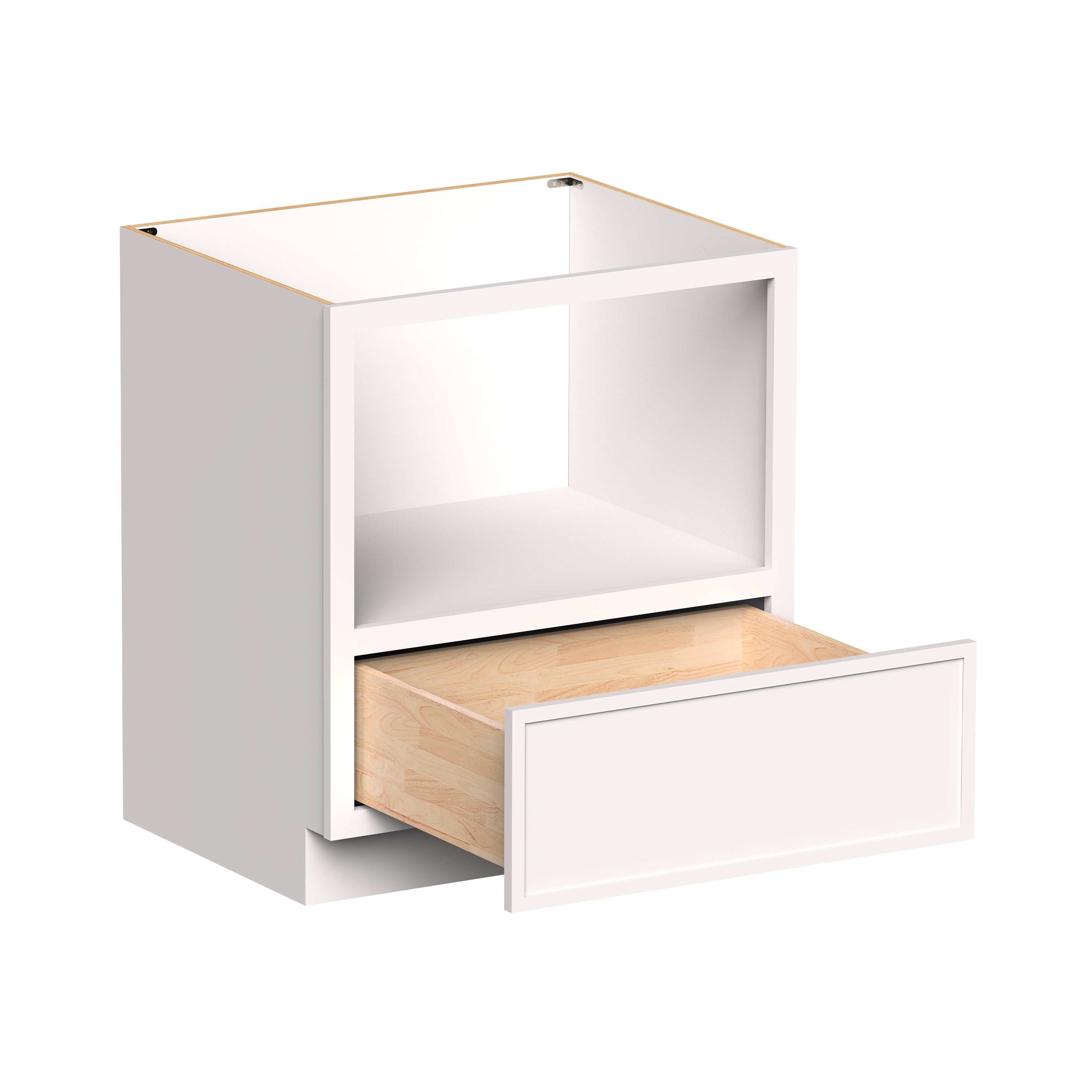 Slim Shaker Alabaster RTA 9"W x 24"D x 34.5"H Base Microwave Cabinet With 1 Drawers and 1 Shelves