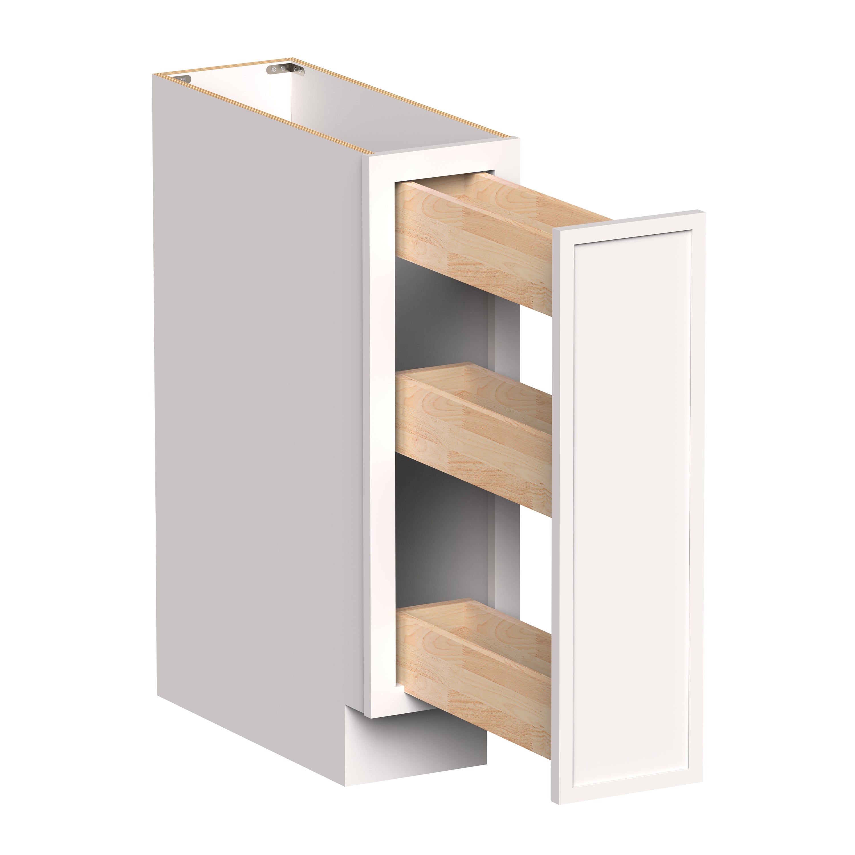 Slim Shaker Alabaster RTA 9"W x 24"D x 34.5"H Specialty Base Cabinets (Spice Pantry) With 1 Drawers