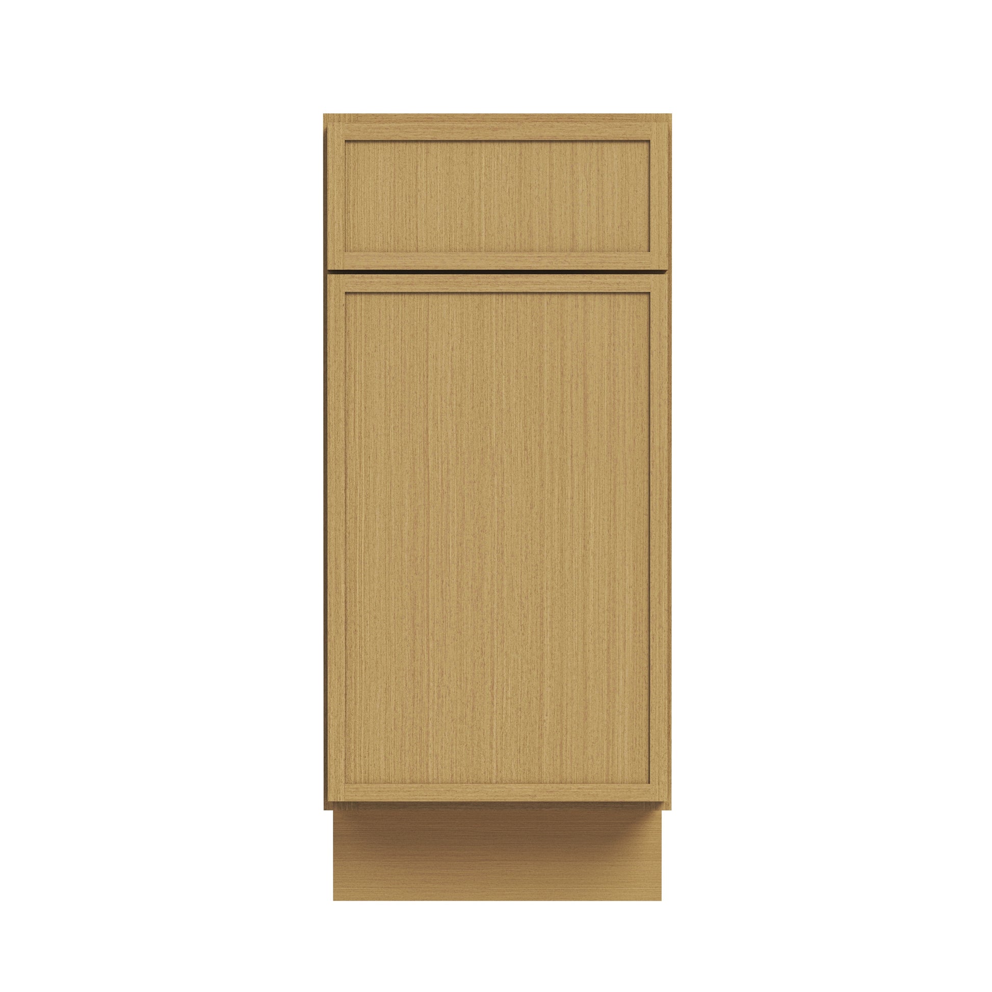 Slim White Oak RTA 12-21"W x 24"D x 34.5"H Base Cabinet with 1 Door, 1 Drawer & 1 Shelf
