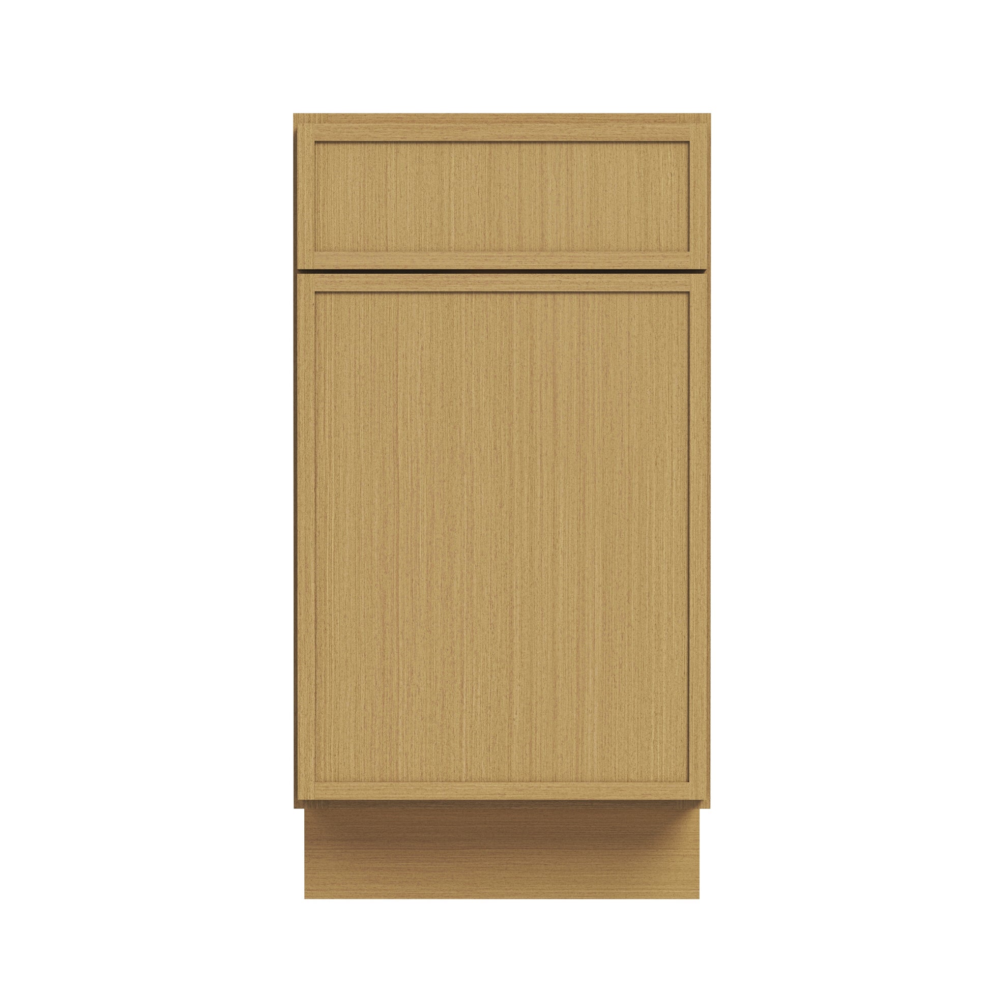 Slim White Oak RTA 12-21"W x 24"D x 34.5"H Base Cabinet with 1 Door, 1 Drawer & 1 Shelf