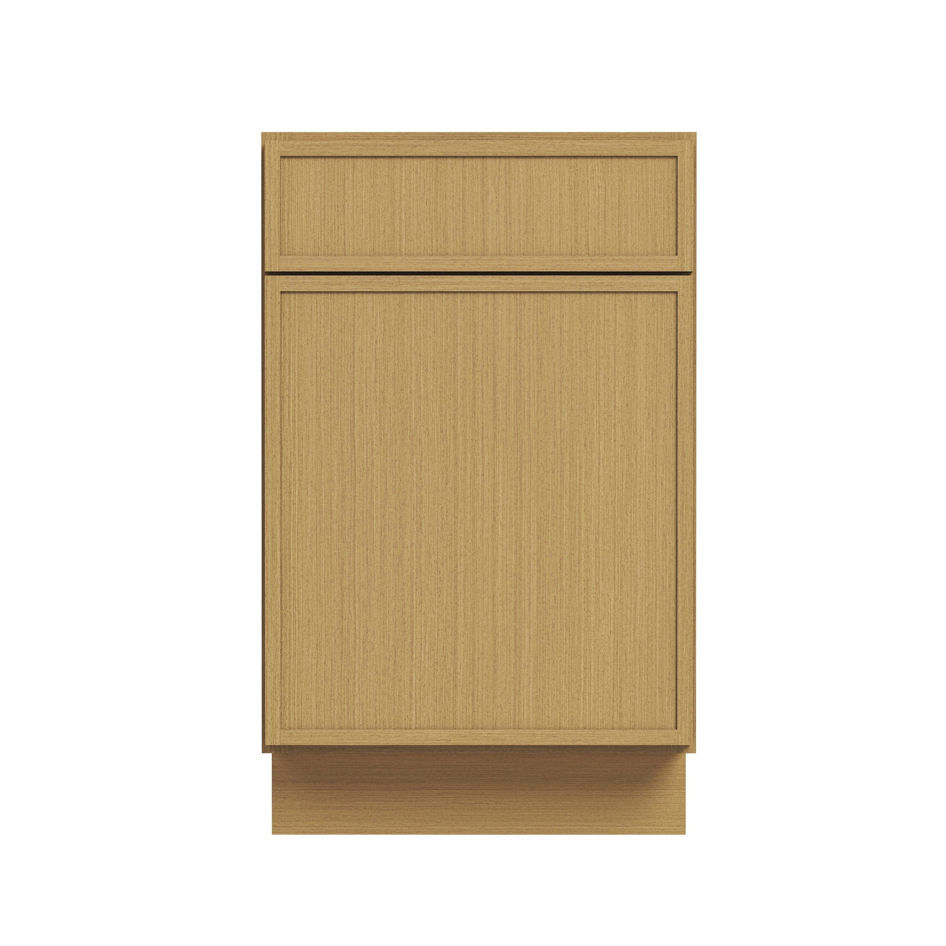 Slim White Oak RTA 12-21"W x 24"D x 34.5"H Base Cabinet with 1 Door, 1 Drawer & 1 Shelf