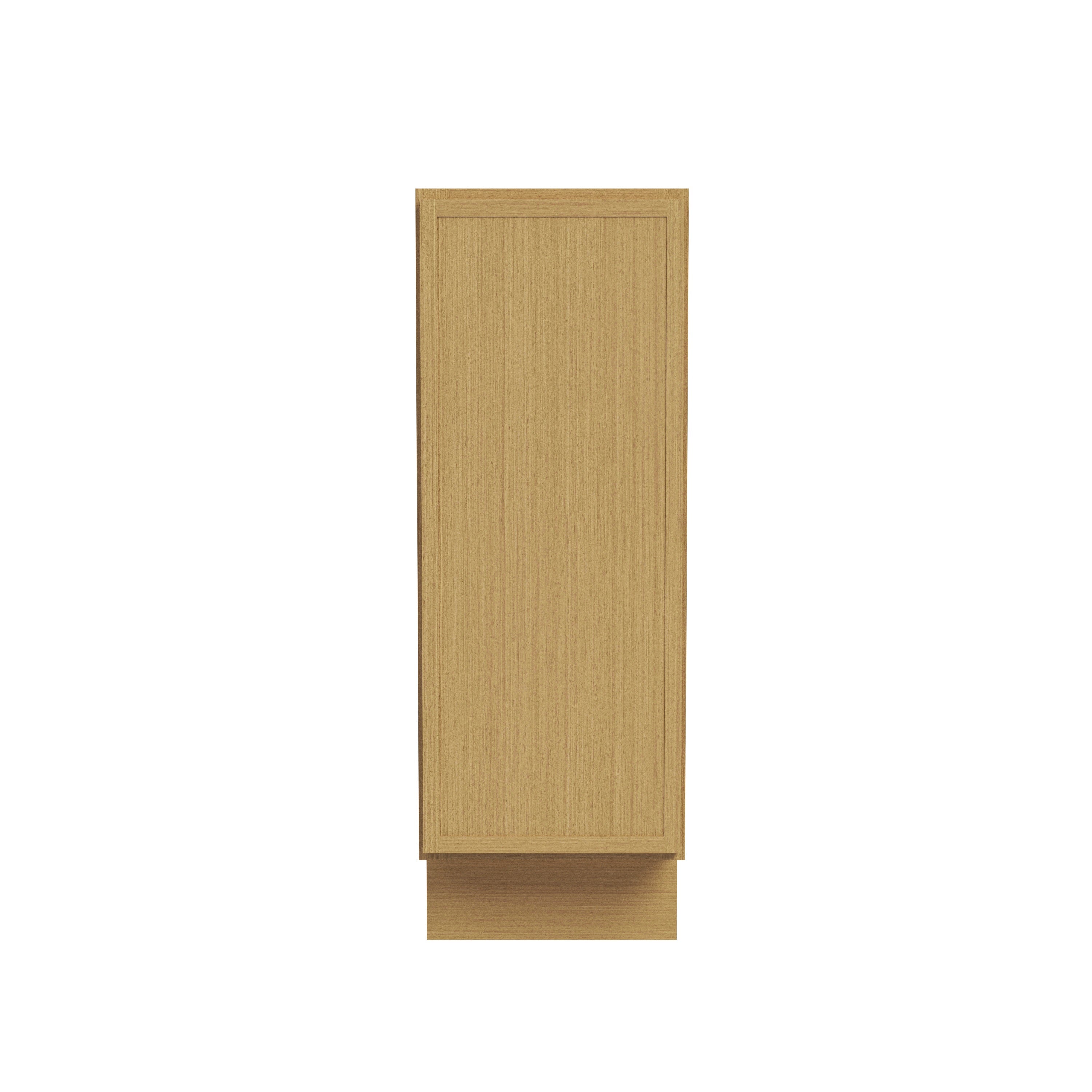 Slim White Oak RTA 12"-21"W x 24"D x 34.5"H Full Height Base Cabinet with 1 Door & 1 Shelf