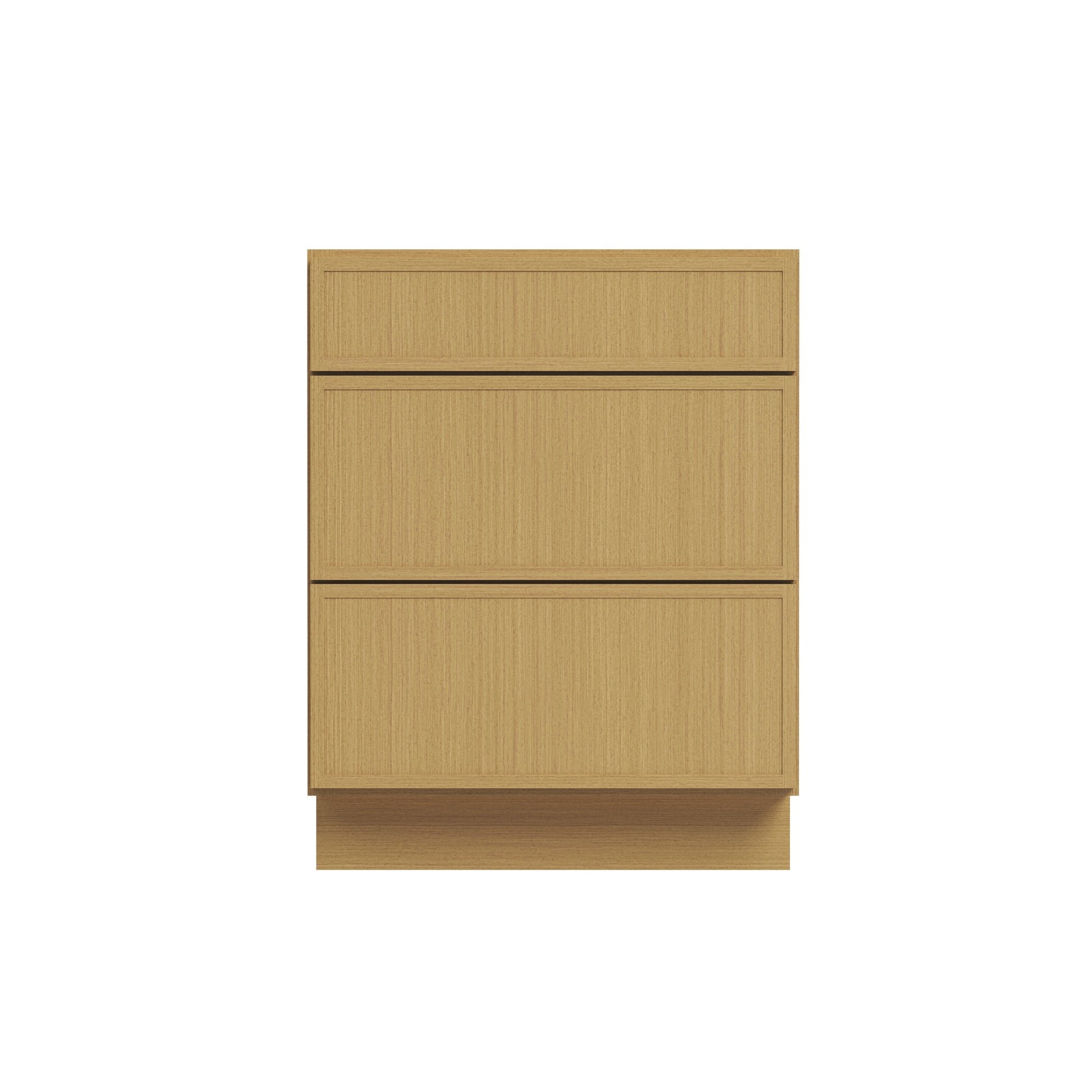 Slim White Oak RTA 12"-36"W x 24"D x 34.5"H Drawer Base Cabinet with 3 Drawers