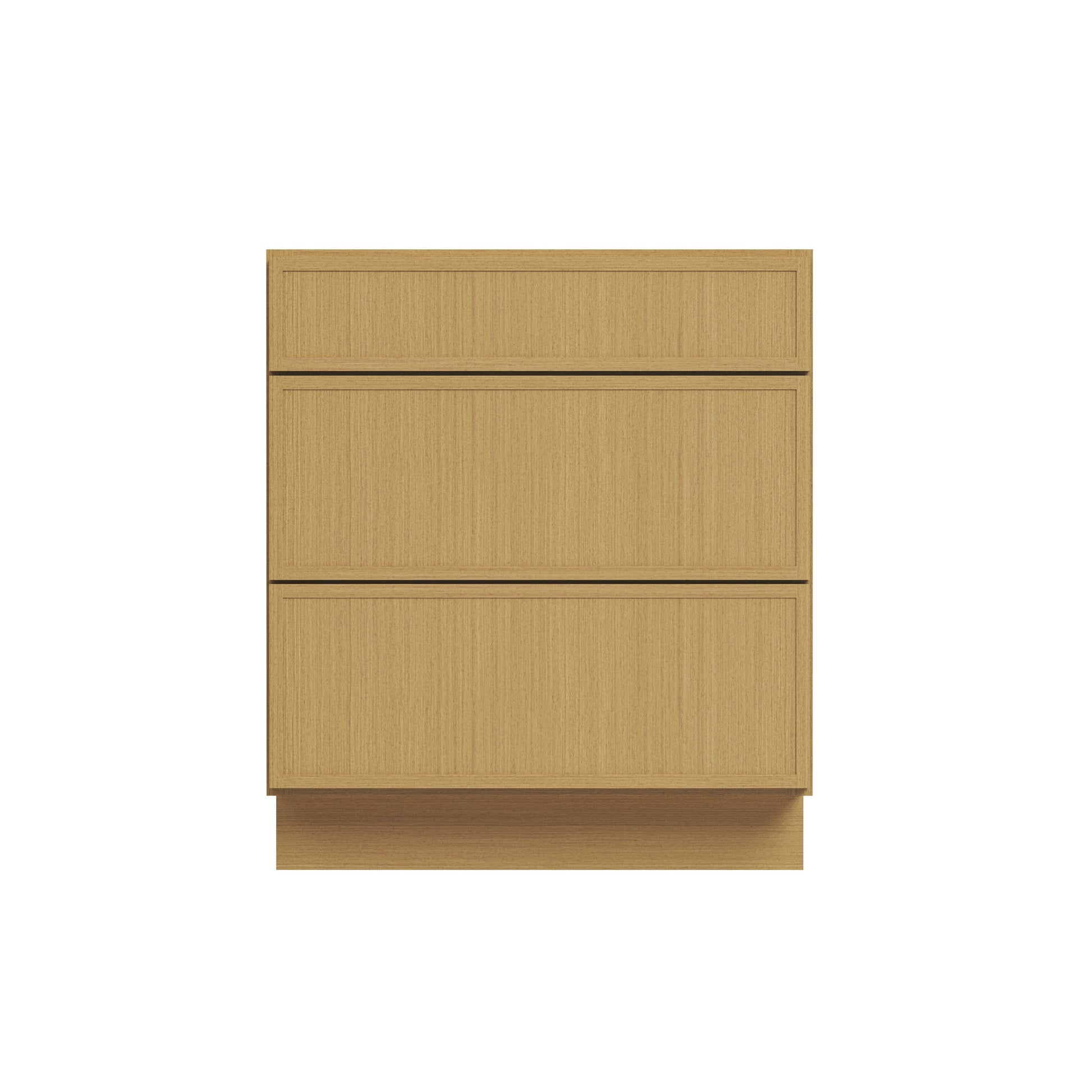 Slim White Oak RTA 12"-36"W x 24"D x 34.5"H Drawer Base Cabinet with 3 Drawers