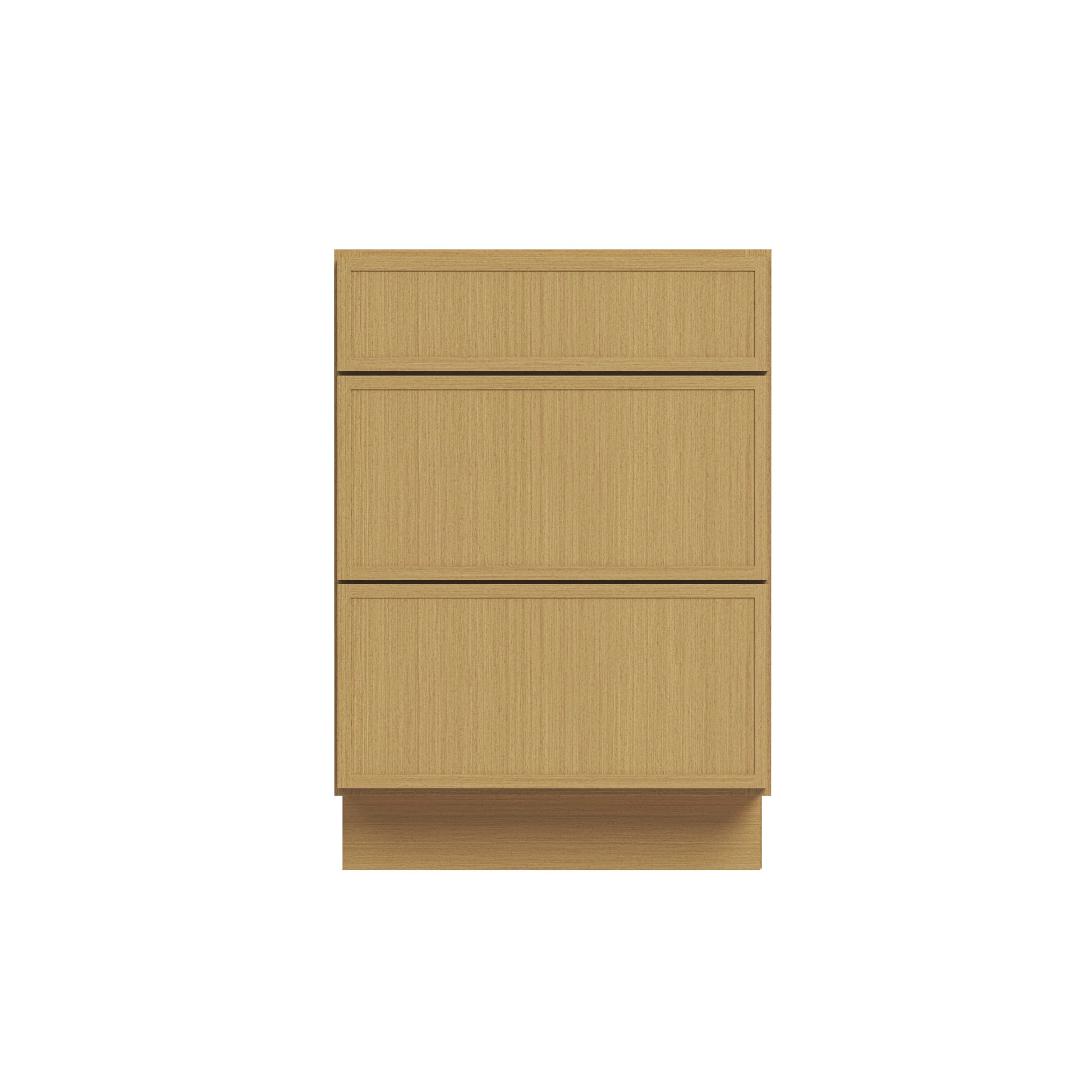 Slim White Oak RTA 12"-36"W x 24"D x 34.5"H Drawer Base Cabinet with 3 Drawers