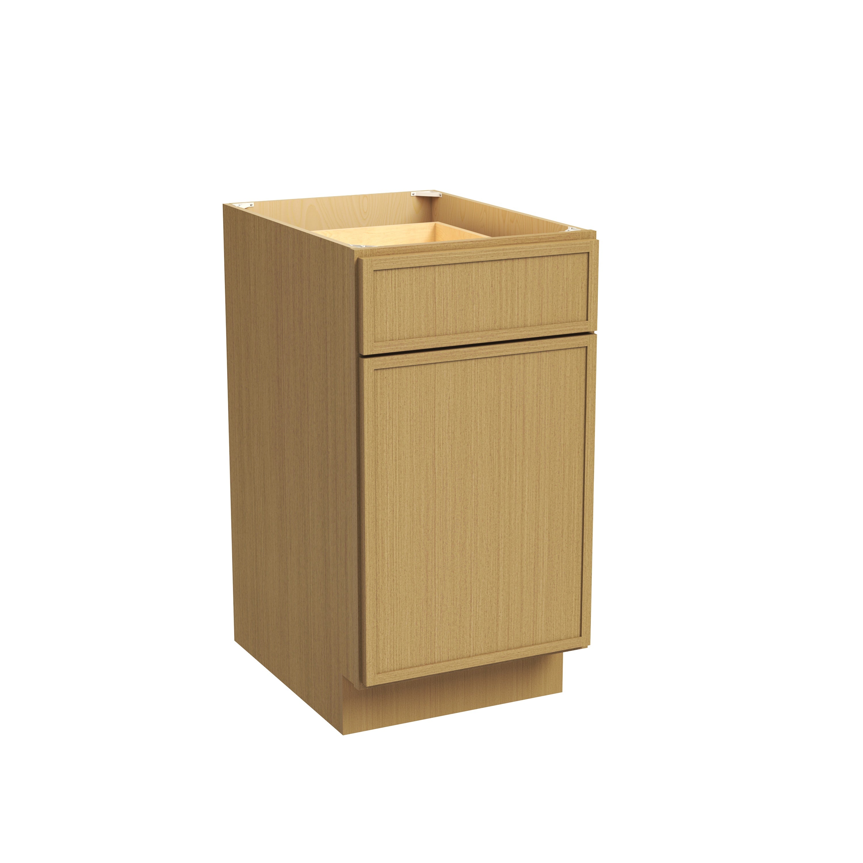 Slim White Oak RTA 18"W x 24"D x 34.5"H Trash Can Base Cabinet
