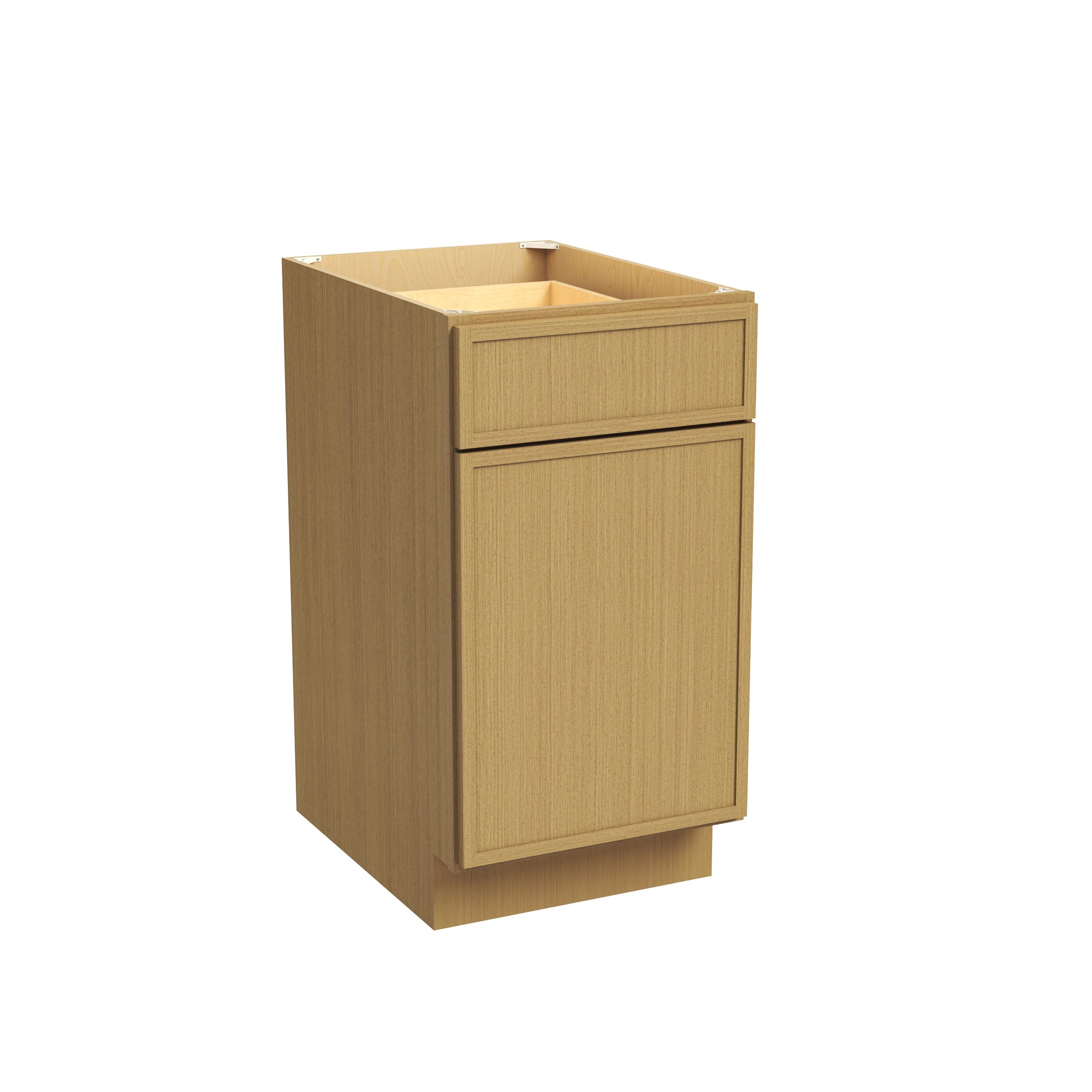 Slim White Oak RTA 18"W x 24"D x 34.5"H Trash Can Base Cabinet
