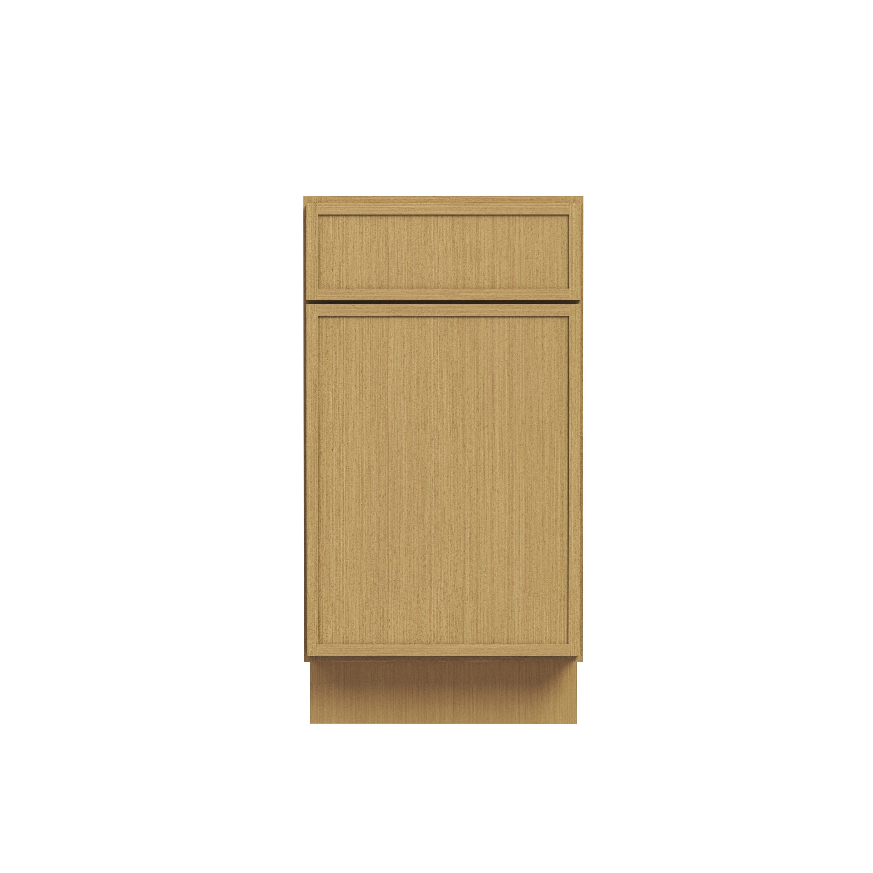 Slim White Oak RTA 18"W x 24"D x 34.5"H Trash Can Base Cabinet