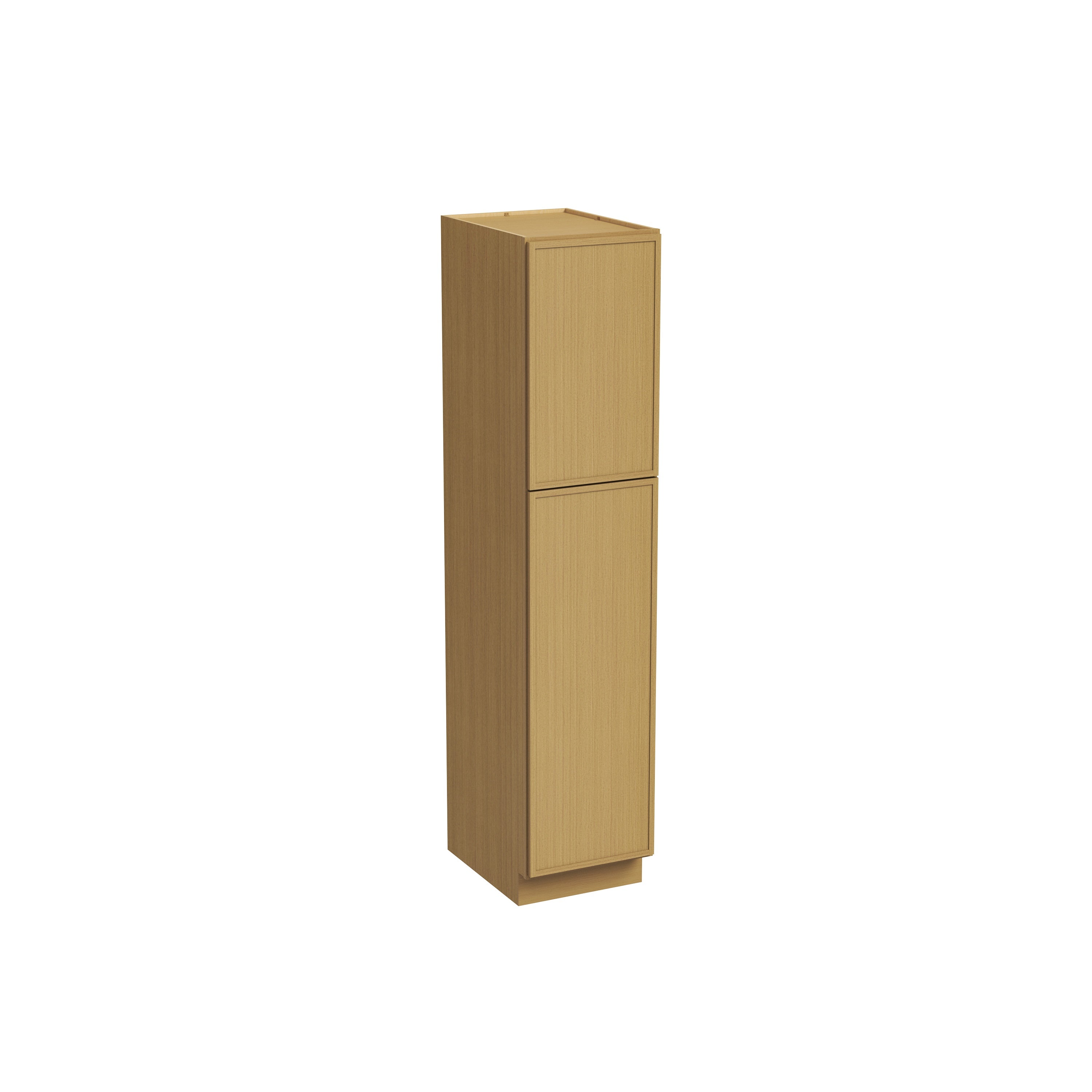 Slim White Oak RTA 18"W x 24"D x 84"-96"H Tall Pantry Cabinet with 2 Doors & 2+3 Shelves