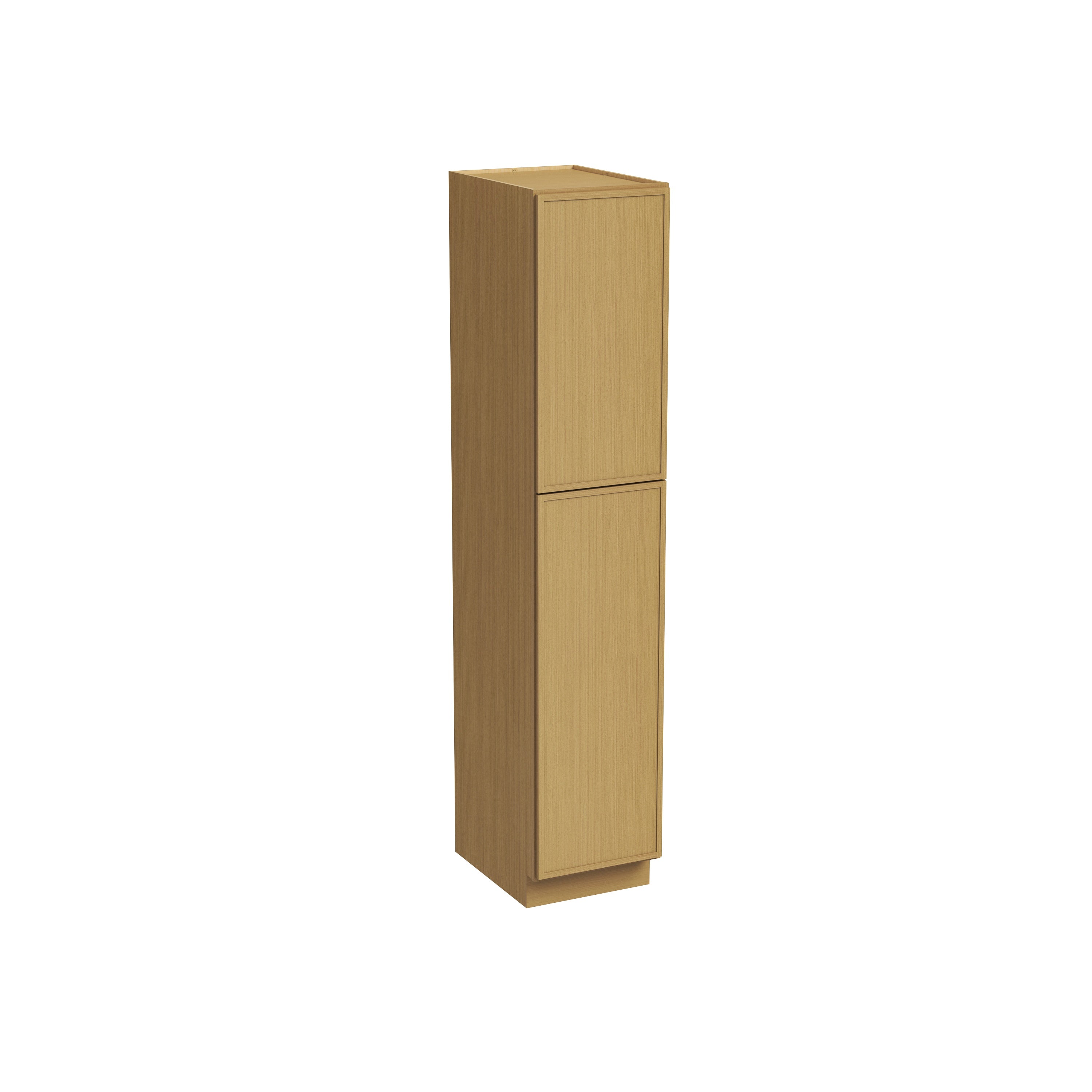 Slim White Oak RTA 18"W x 24"D x 84"-96"H Tall Pantry Cabinet with 2 Doors & 2+3 Shelves