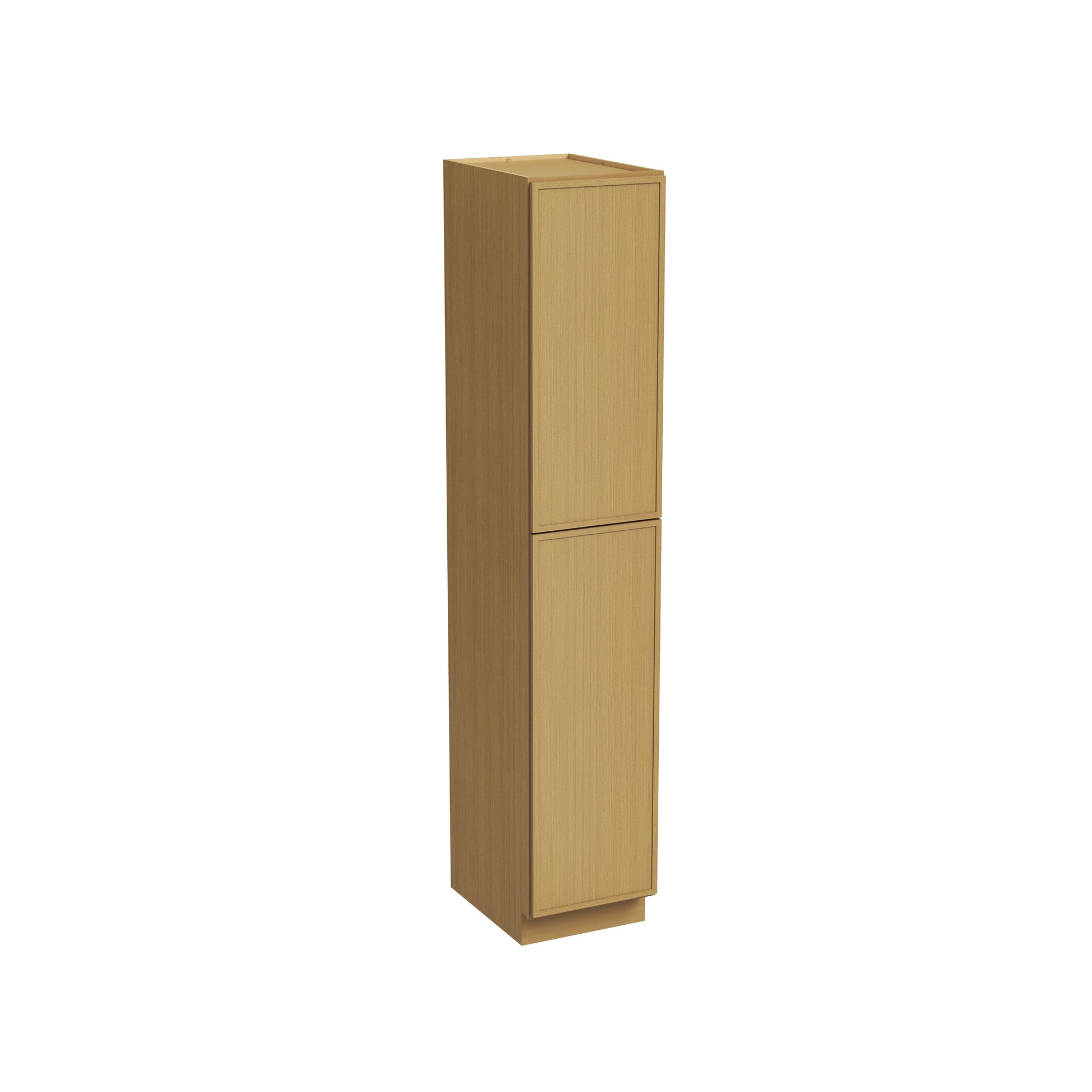 Slim White Oak RTA 18"W x 24"D x 84"-96"H Tall Pantry Cabinet with 2 Doors & 2+3 Shelves