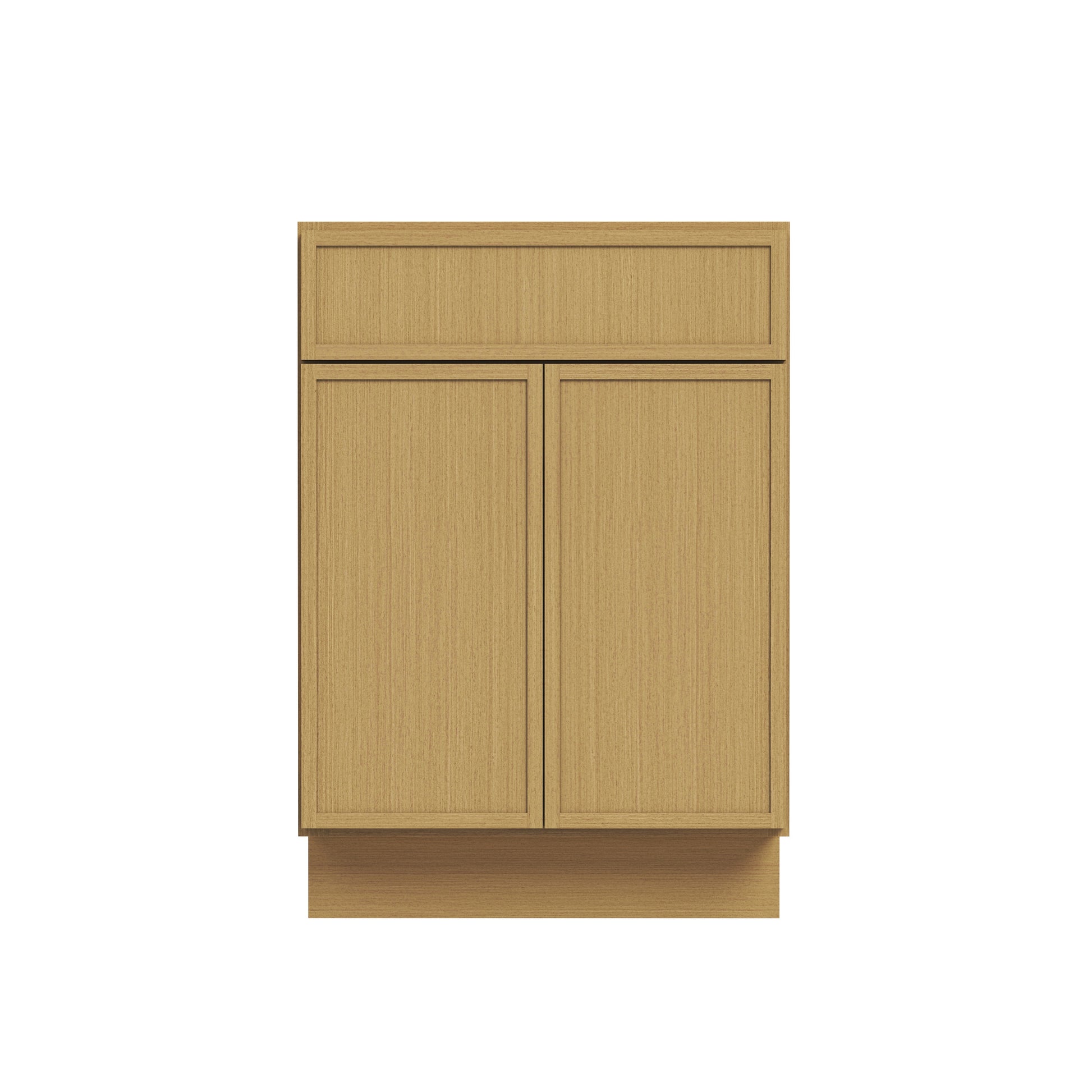 Slim White Oak RTA 24/27"W x 24"D x 34.5"H Base Cabinet with 2 Doors, 1 Drawer & 1 Shelf