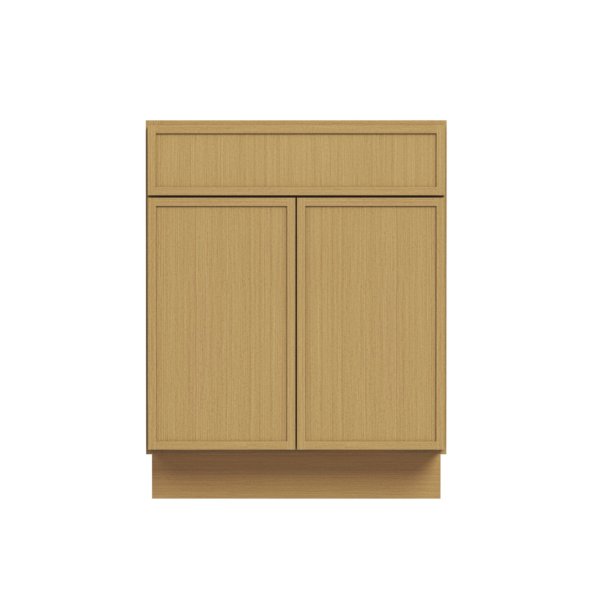 Slim White Oak RTA 24/27"W x 24"D x 34.5"H Base Cabinet with 2 Doors, 1 Drawer & 1 Shelf