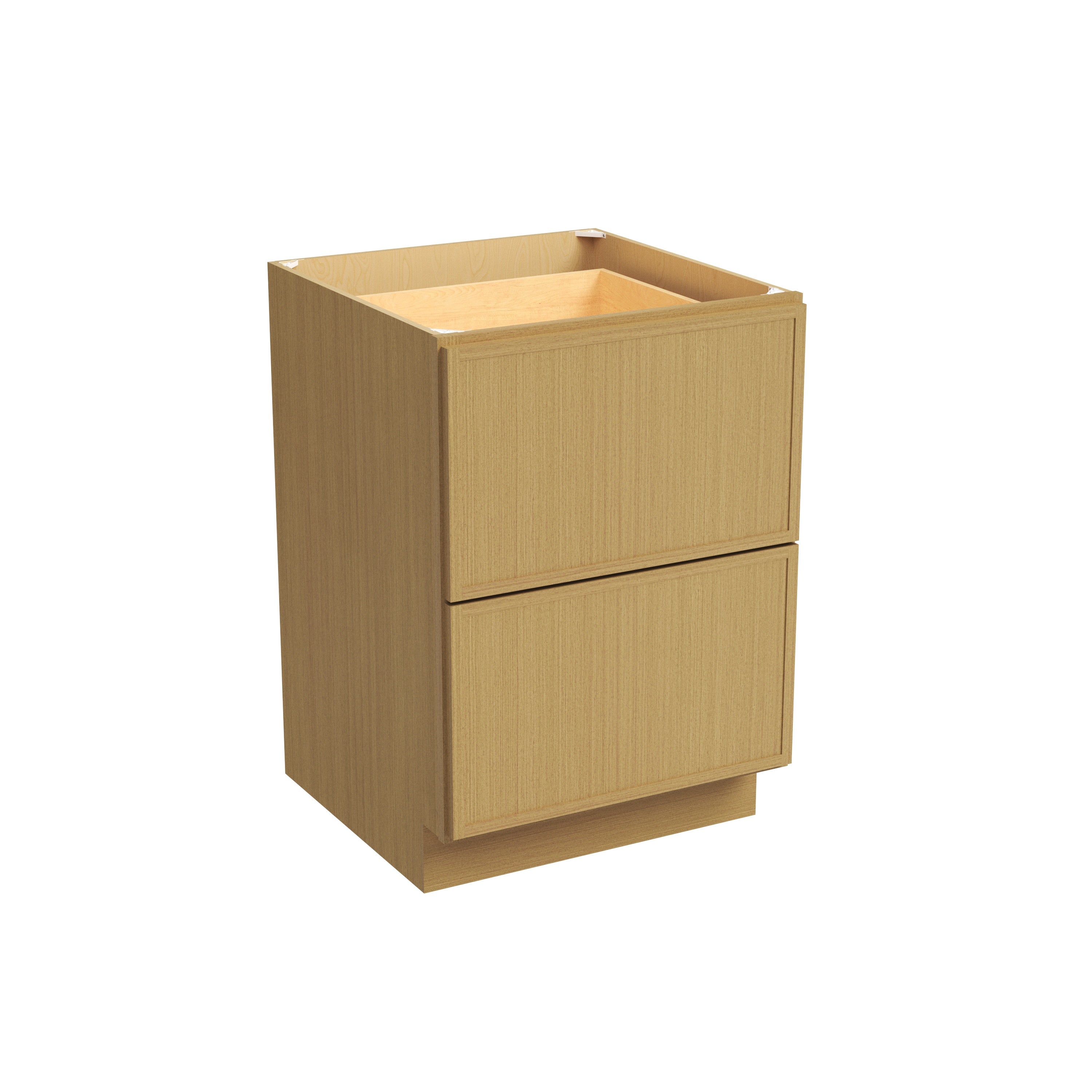 Slim White Oak RTA 24"-36"W x 24"D x 34.5"H Drawer Base Cabinet with 2 Drawers