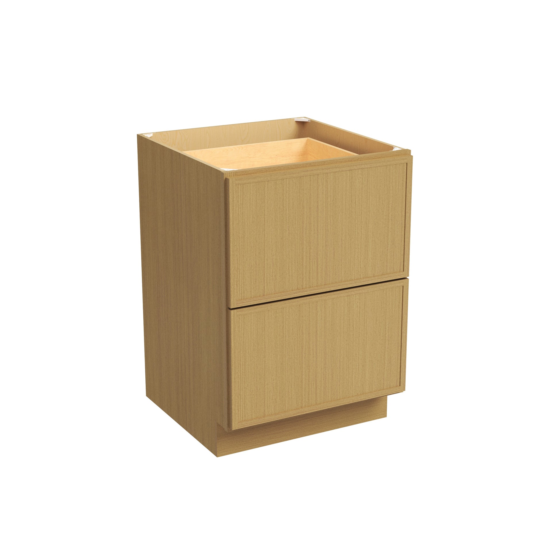 Slim White Oak RTA 24"-36"W x 24"D x 34.5"H Drawer Base Cabinet with 2 Drawers
