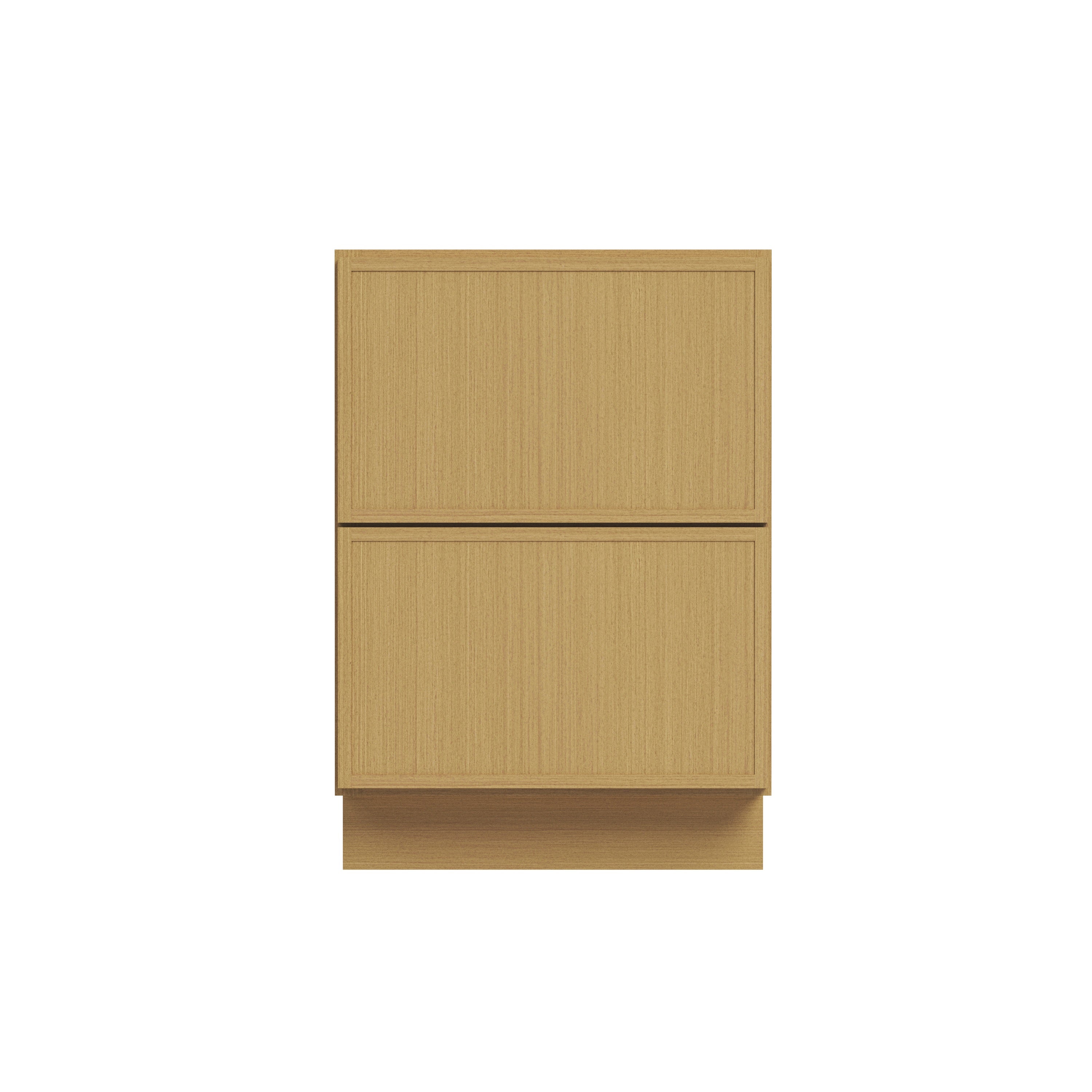 Slim White Oak RTA 24"-36"W x 24"D x 34.5"H Drawer Base Cabinet with 2 Drawers