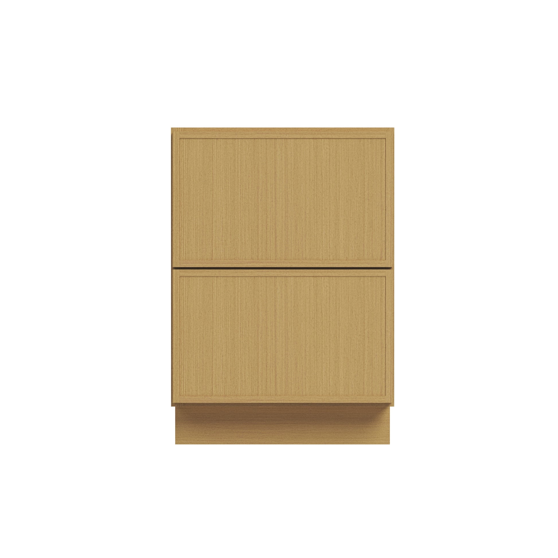 Slim White Oak RTA 24"-36"W x 24"D x 34.5"H Drawer Base Cabinet with 2 Drawers