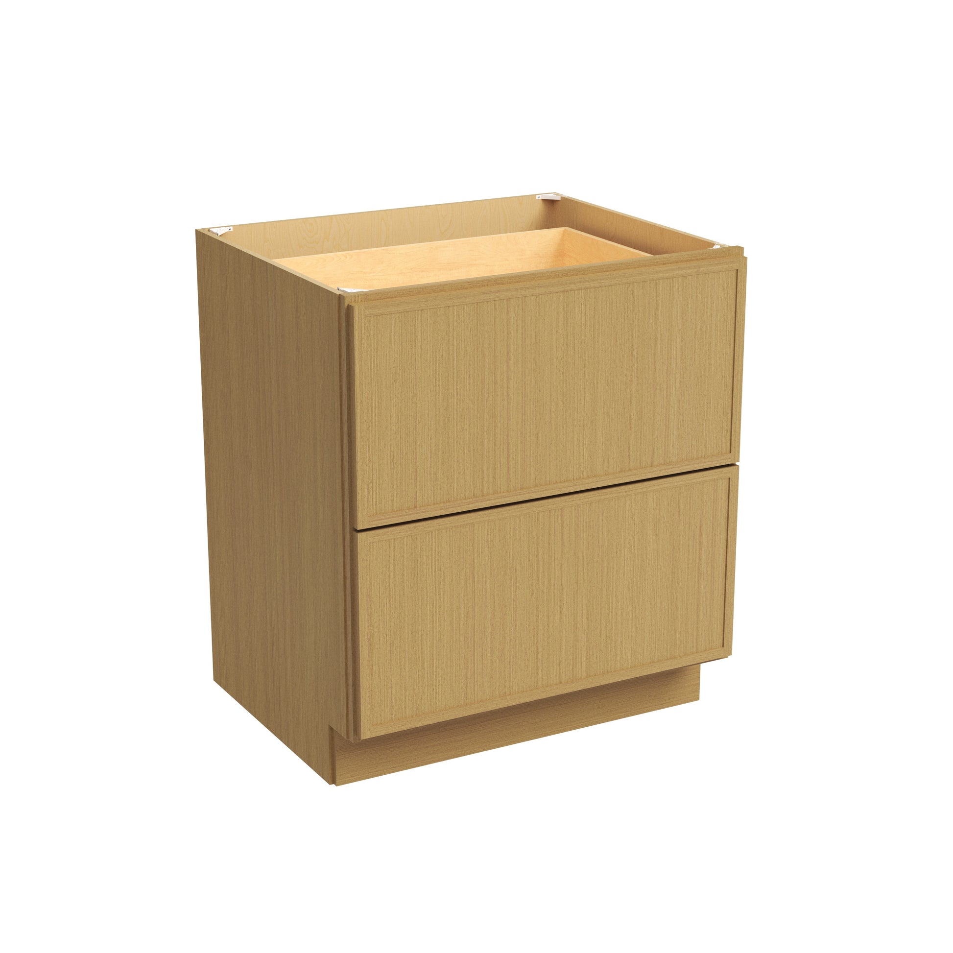 Slim White Oak RTA 24"-36"W x 24"D x 34.5"H Drawer Base Cabinet with 2 Drawers