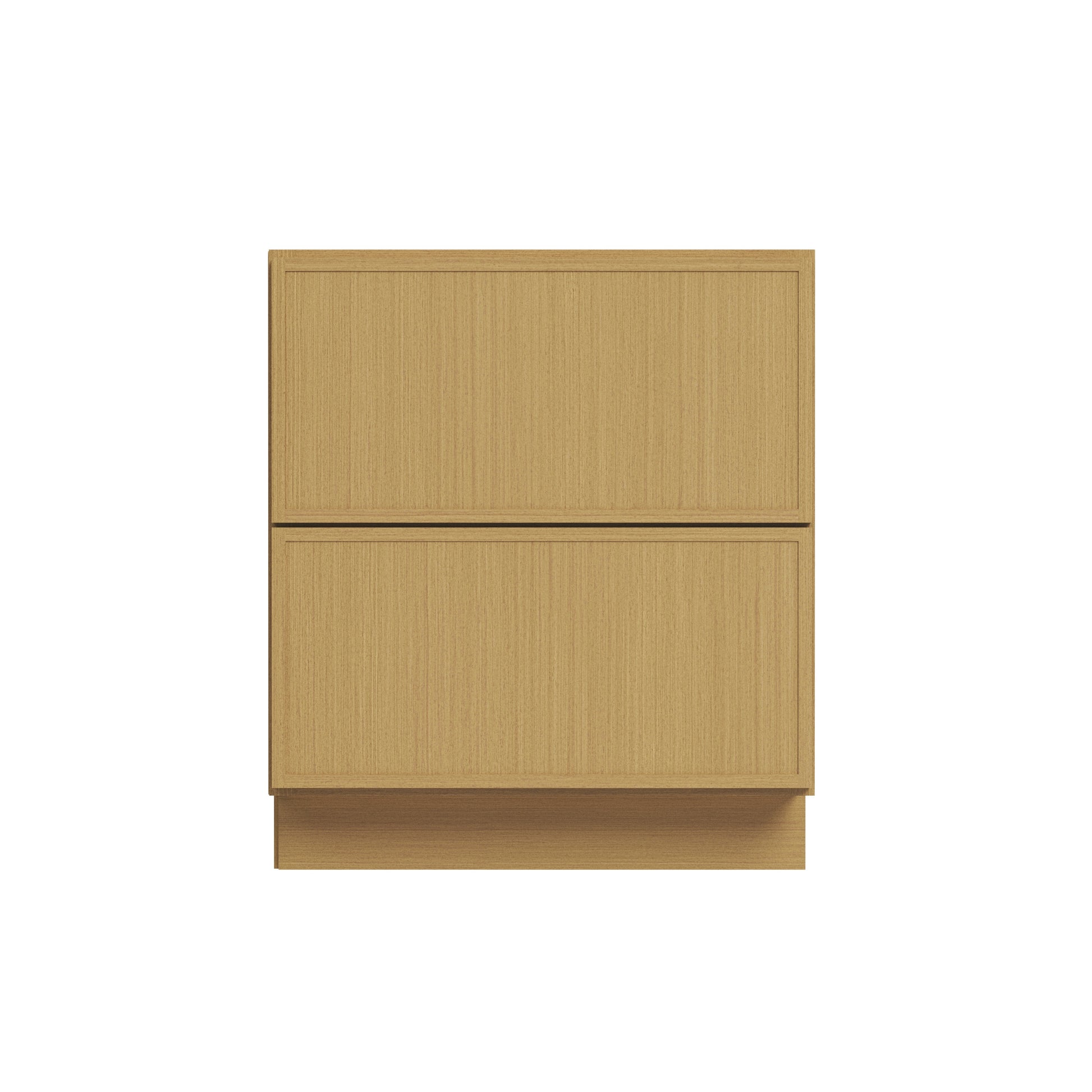 Slim White Oak RTA 24"-36"W x 24"D x 34.5"H Drawer Base Cabinet with 2 Drawers