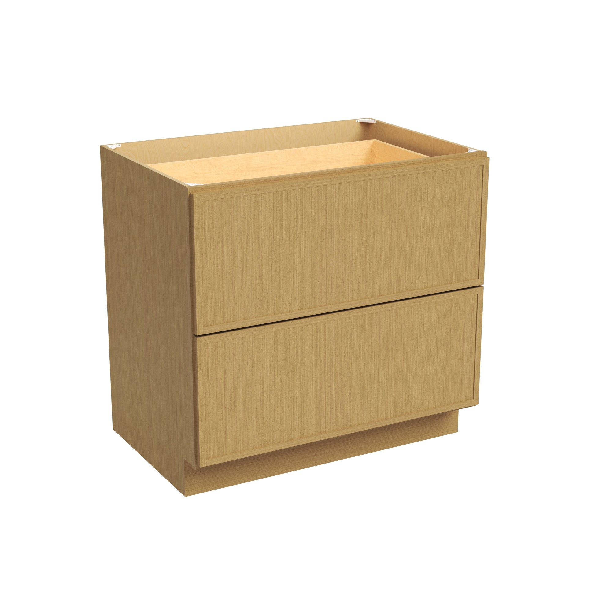 Slim White Oak RTA 24"-36"W x 24"D x 34.5"H Drawer Base Cabinet with 2 Drawers