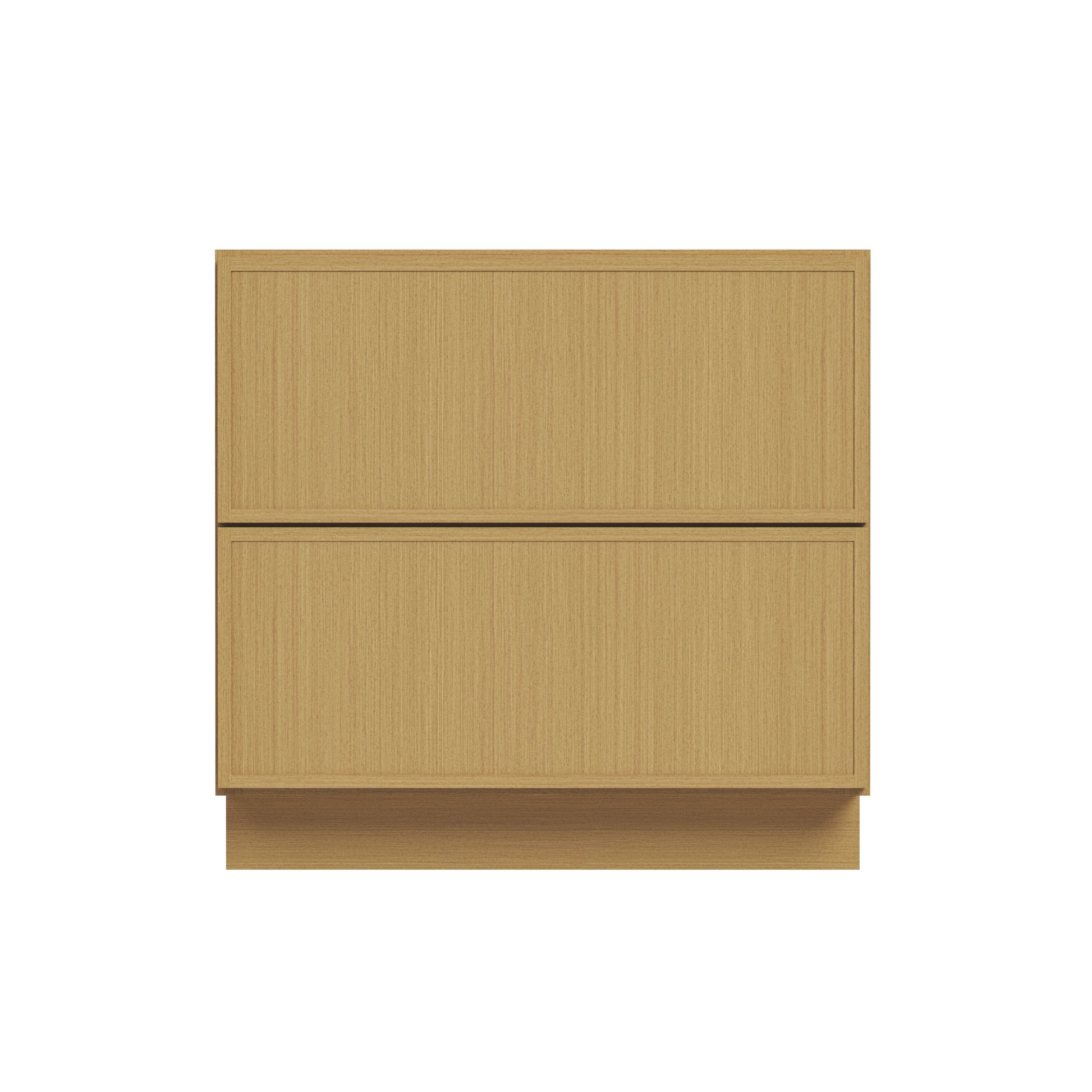Slim White Oak RTA 24"-36"W x 24"D x 34.5"H Drawer Base Cabinet with 2 Drawers