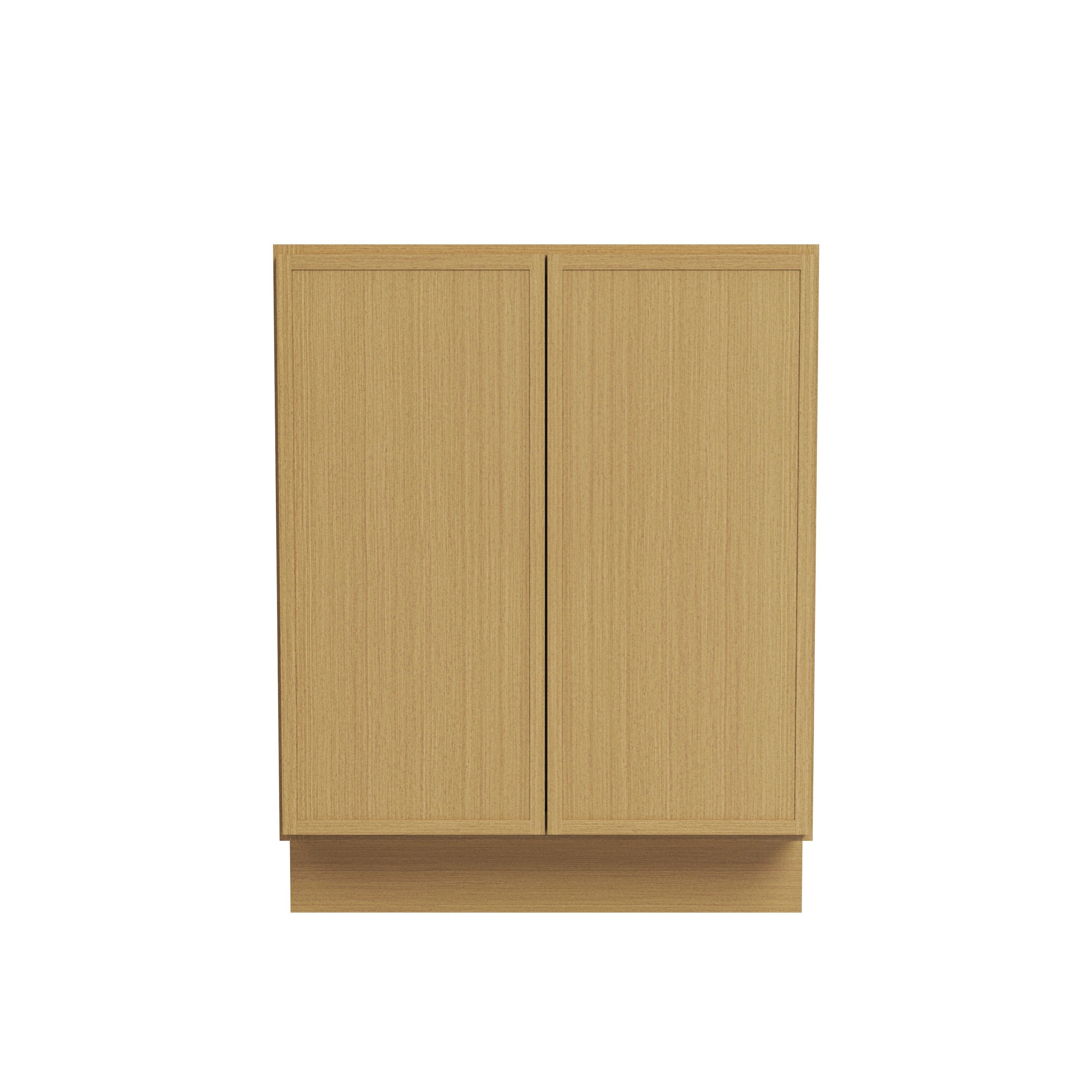Slim White Oak RTA 24"-36"W x 24"D x 34.5"H Full Height Base Cabinet with 2 Doors & 1 Shelf
